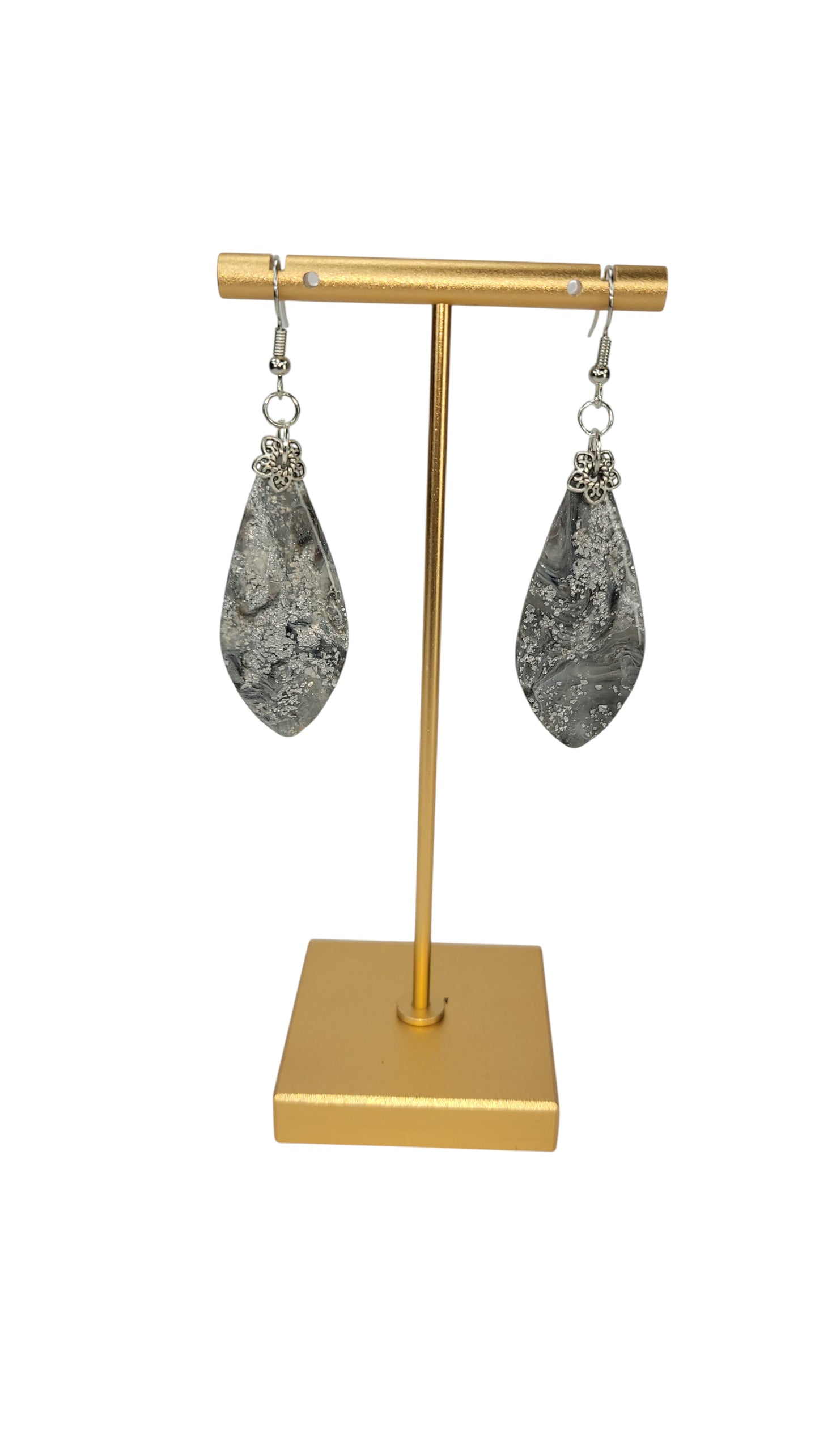 Smoky grey with metallic silver flecks Earrings