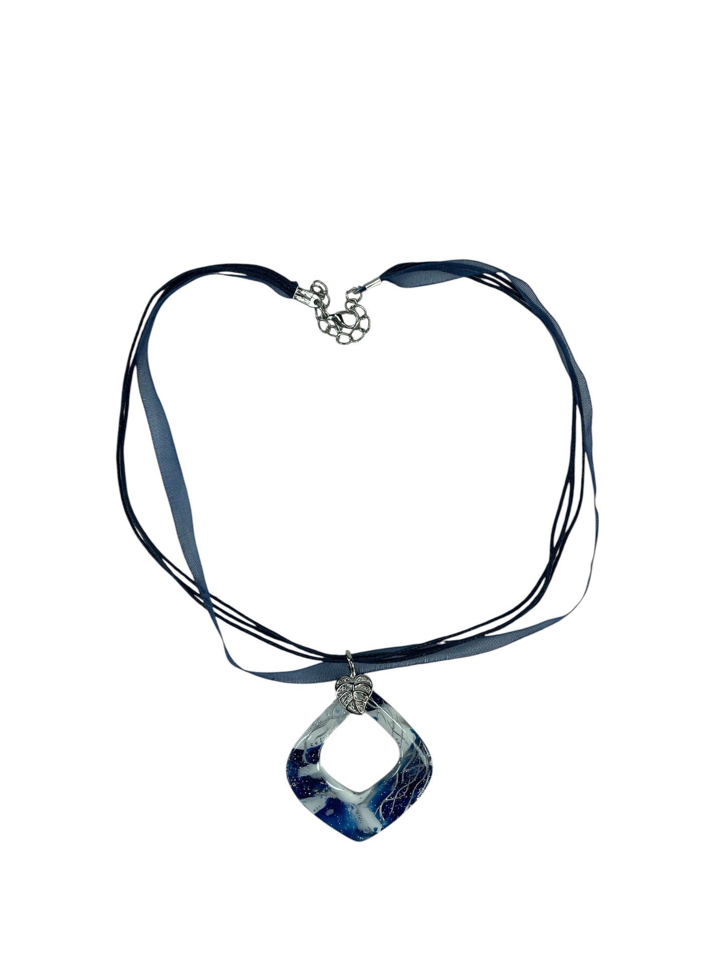 Open-center pendant, movement of ocean waves and winter skies Necklace