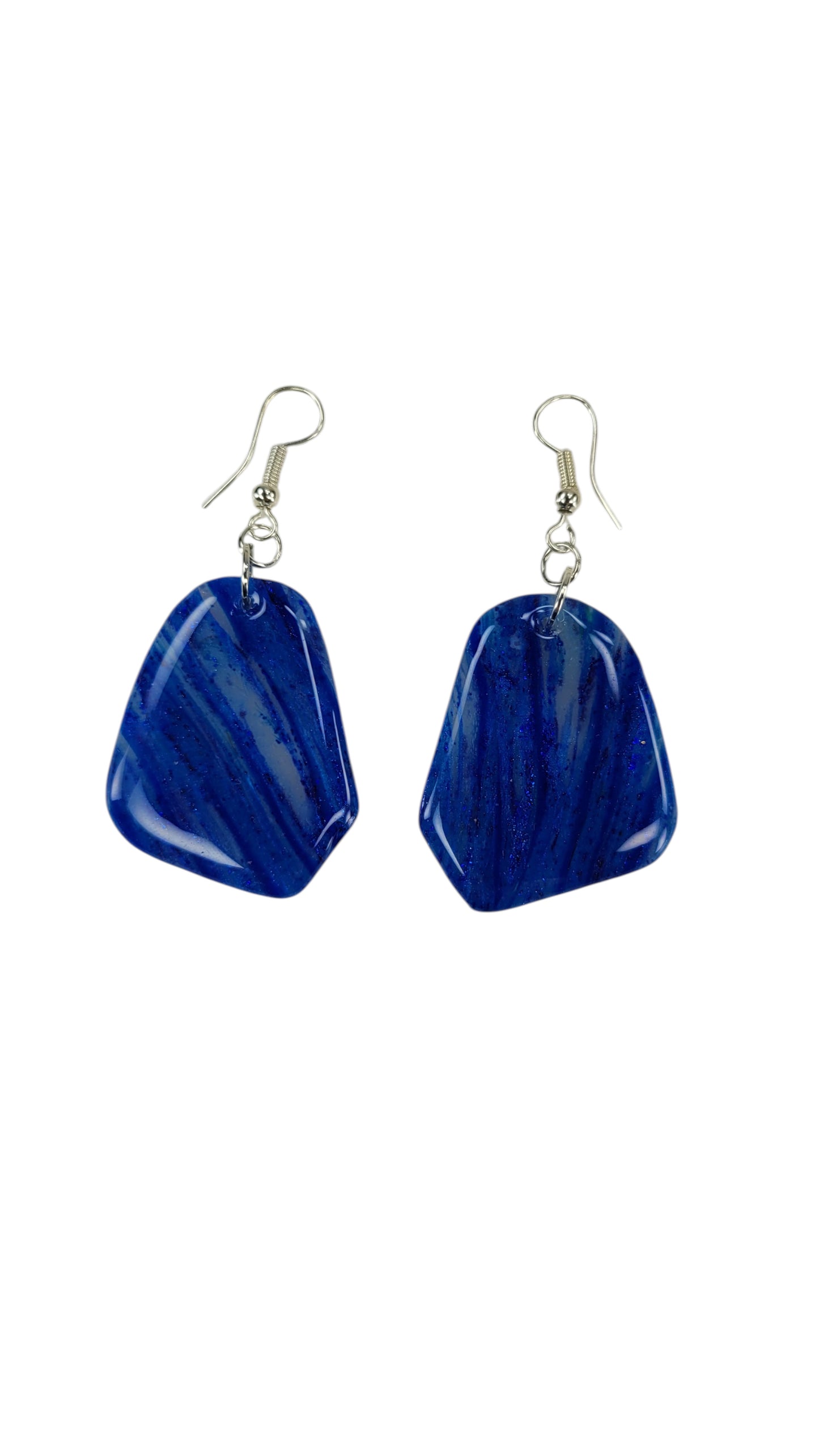 Organic shape asymmetrical blue drop Earrings