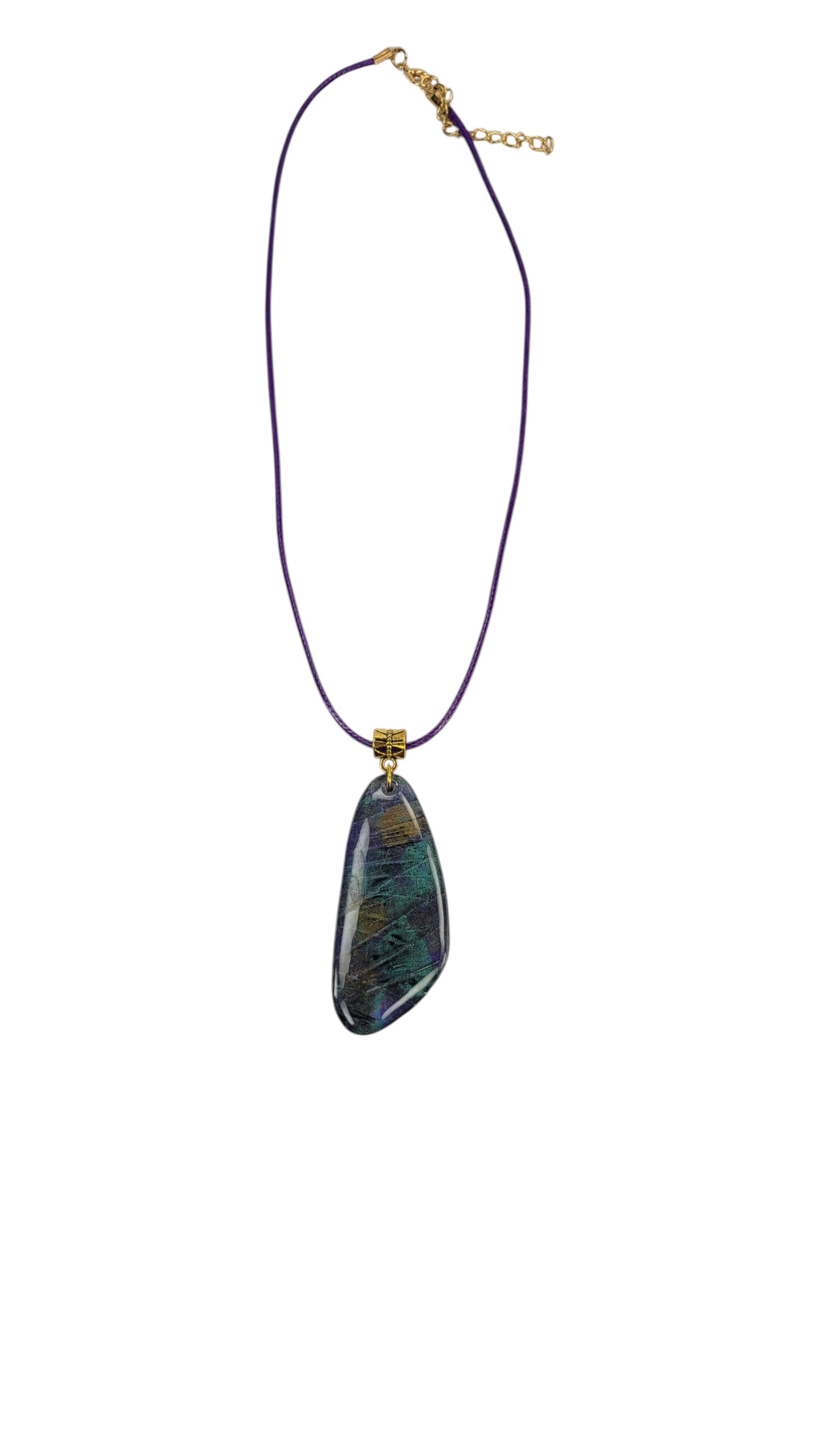Shades of deep teal, midnight blue, and soft violet Necklace