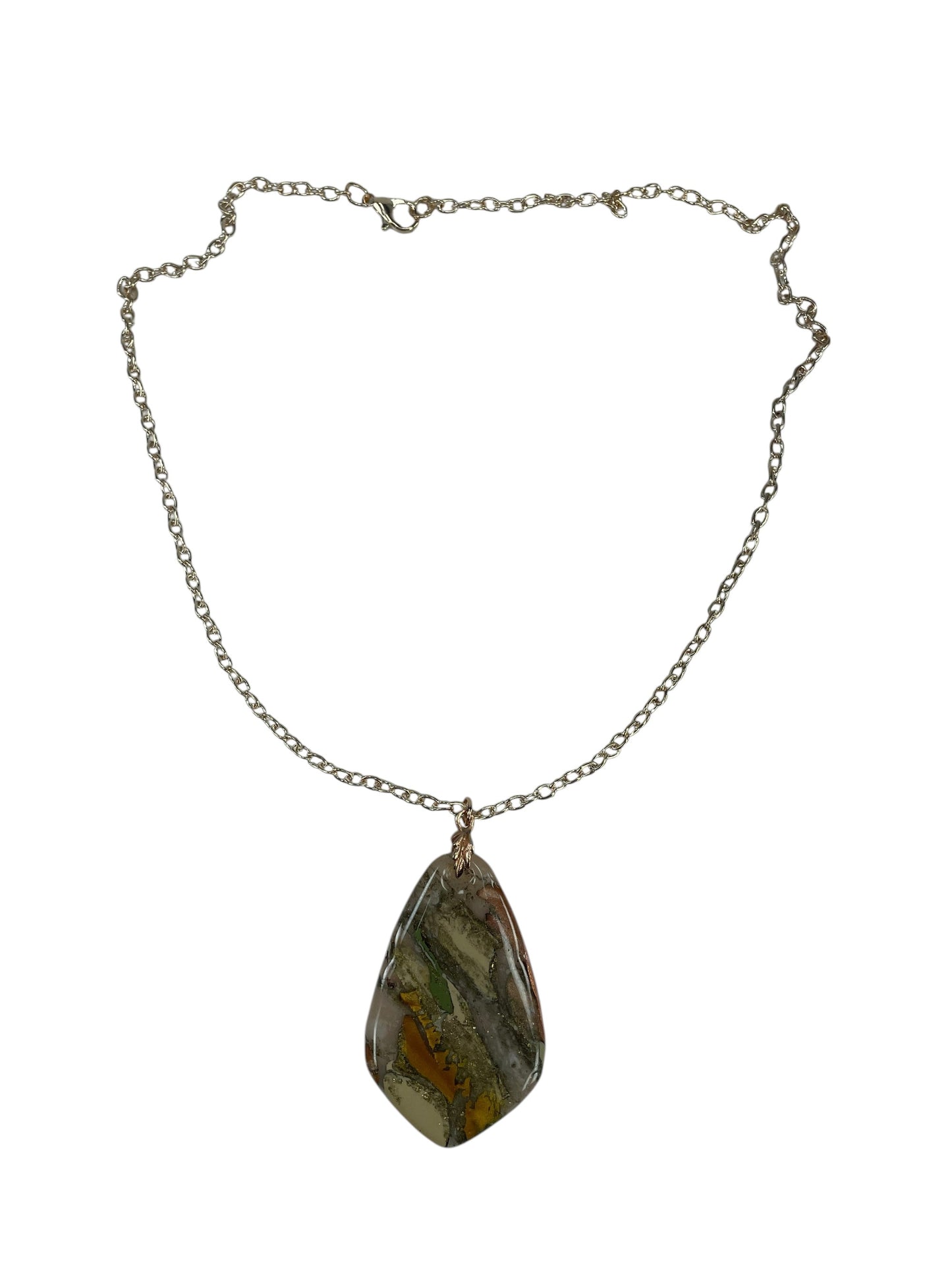 Moss green, smoky gray, warm amber, and muted ivory Necklace