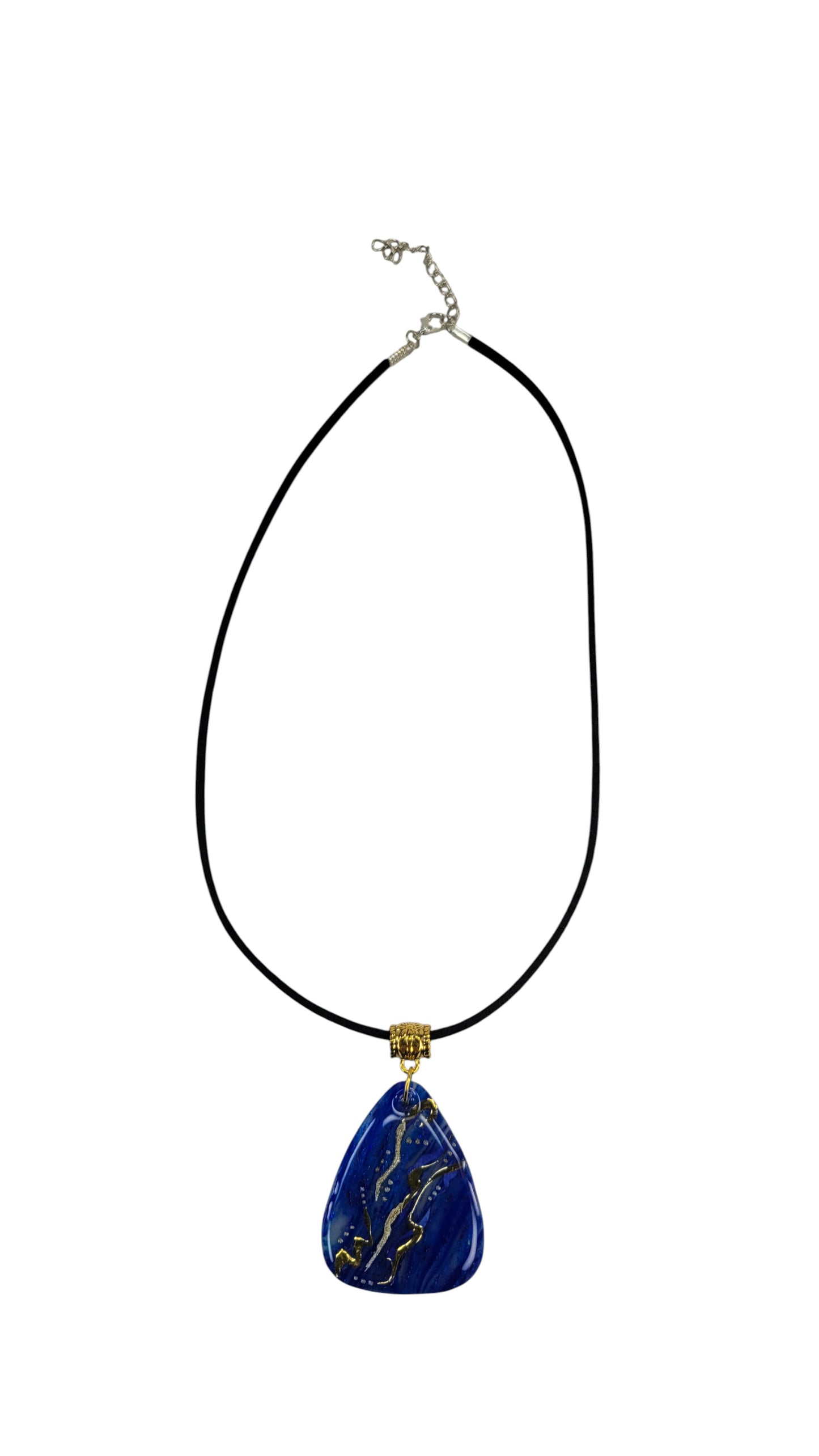 Deep ocean blue, accented with flowing veins of gold Necklace