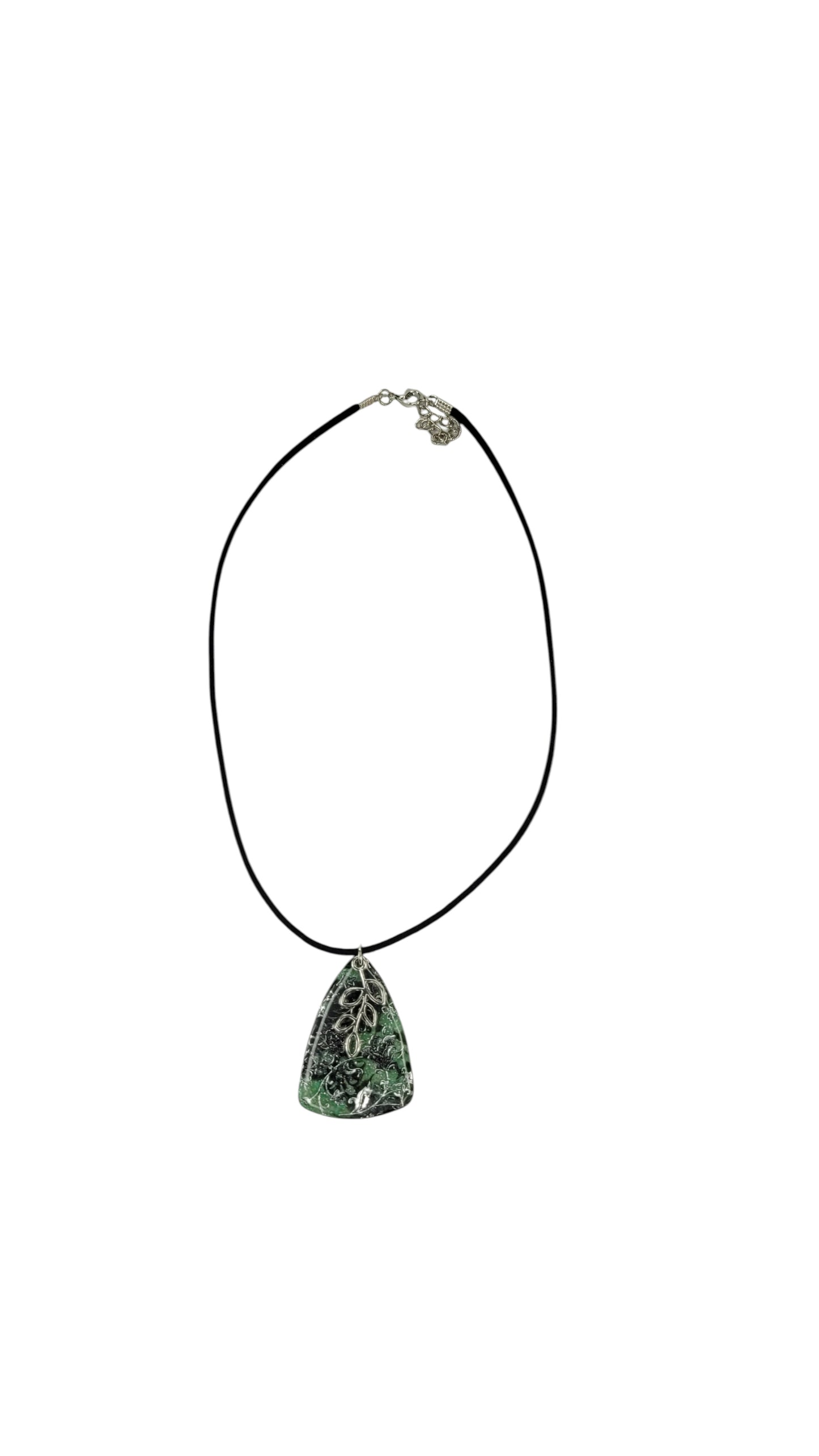 Shades of forest green and smoky grey with charm Necklace