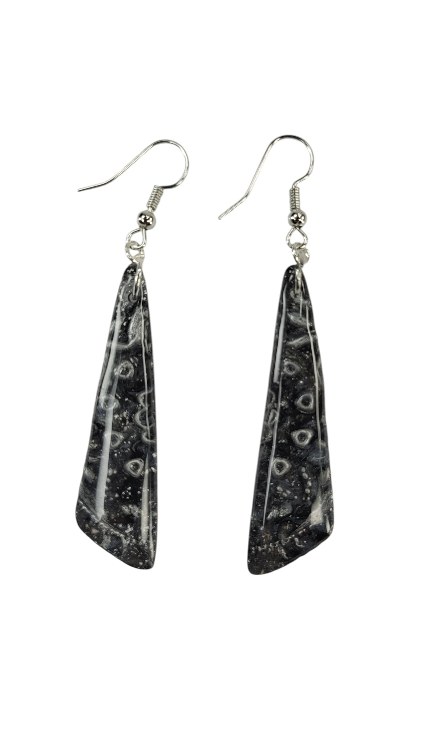 Long, slender charcoal black drop Earrings