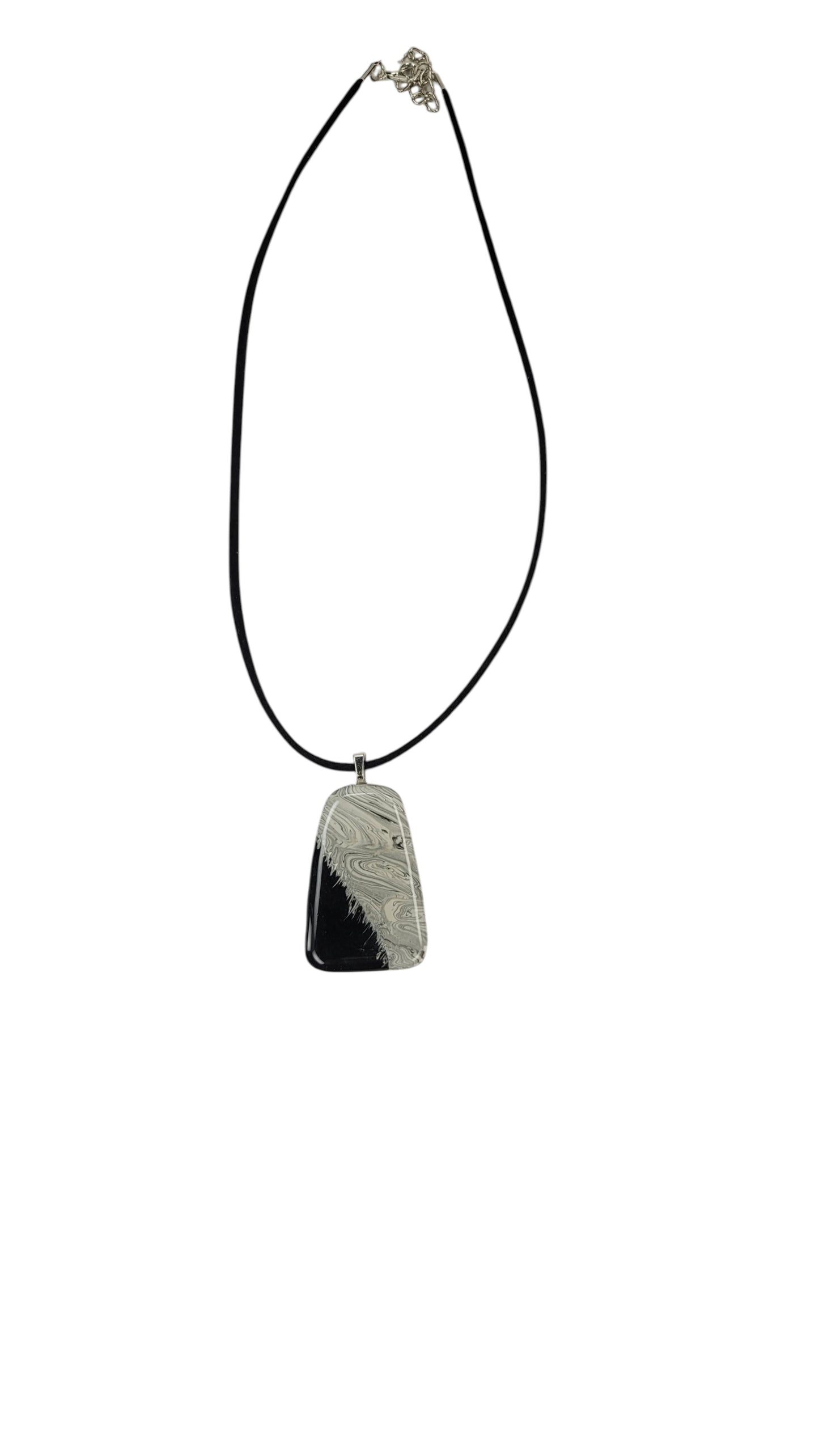 Striking contrast silver-grey pattern with black Necklace