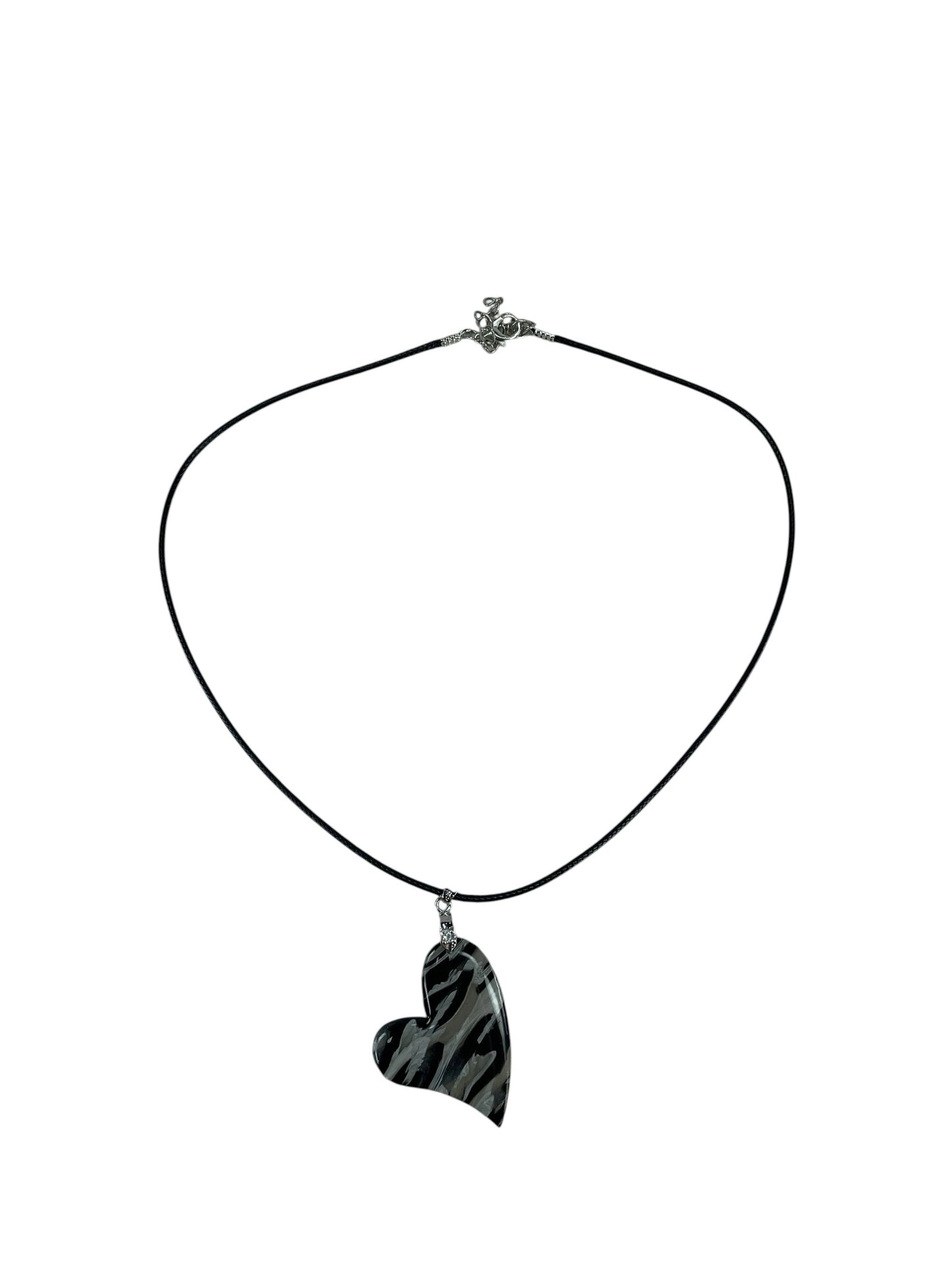 Marbled layers of smoky charcoal, silver-gray, soft pearl white, and deep black Necklace