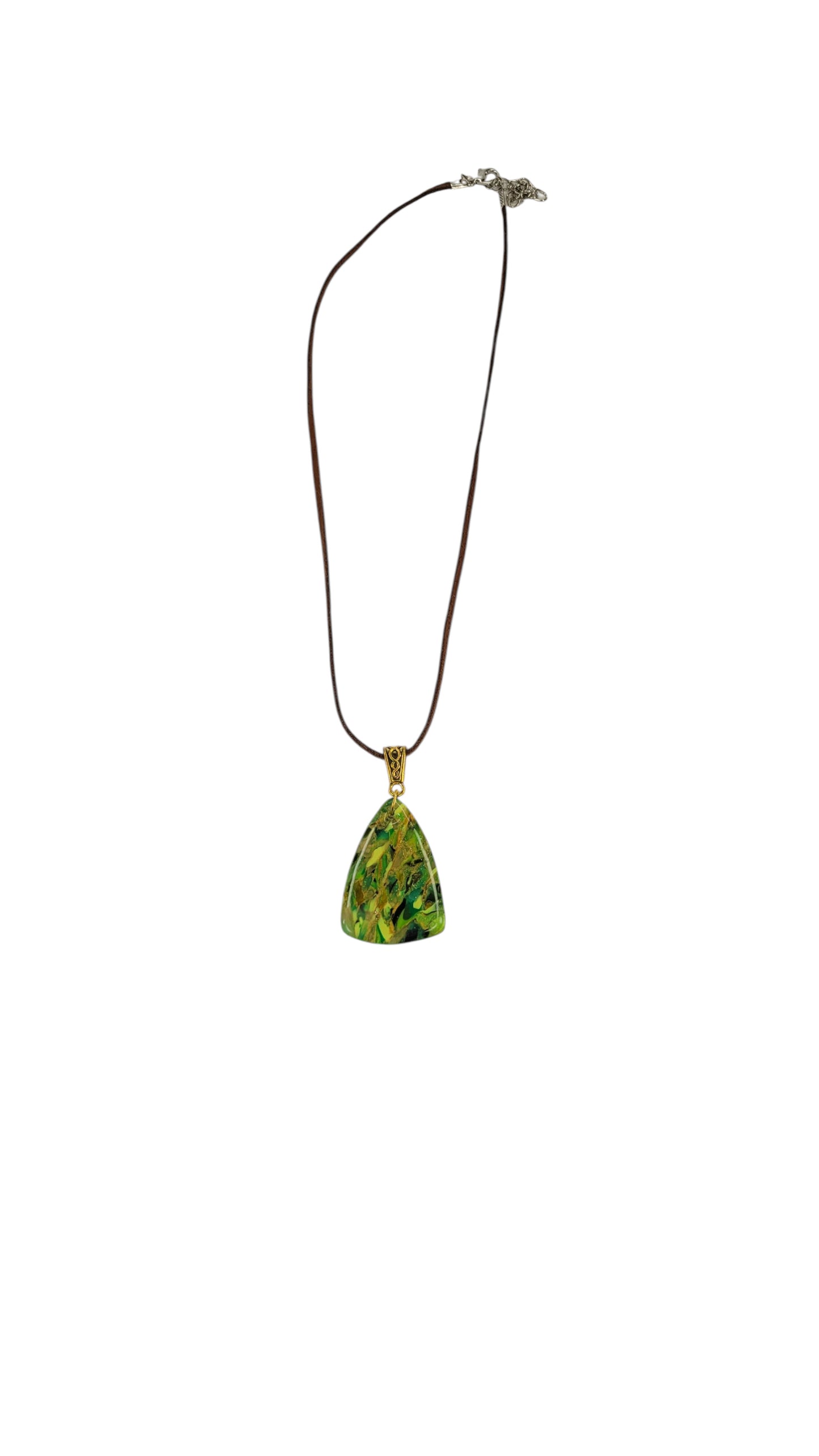 Vibrant shades of emerald, lime, and golden green Necklace