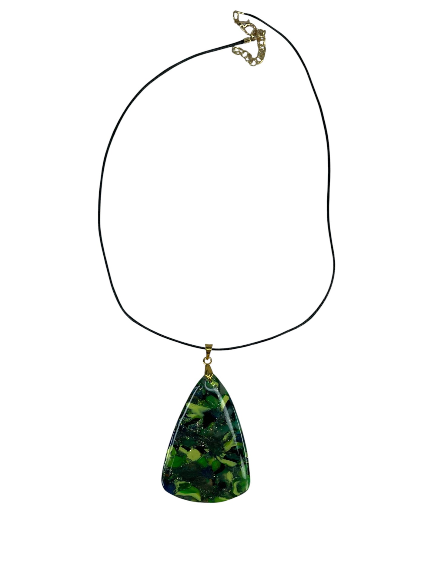 Deep forest with emerald green, moss, jade and blue Necklace