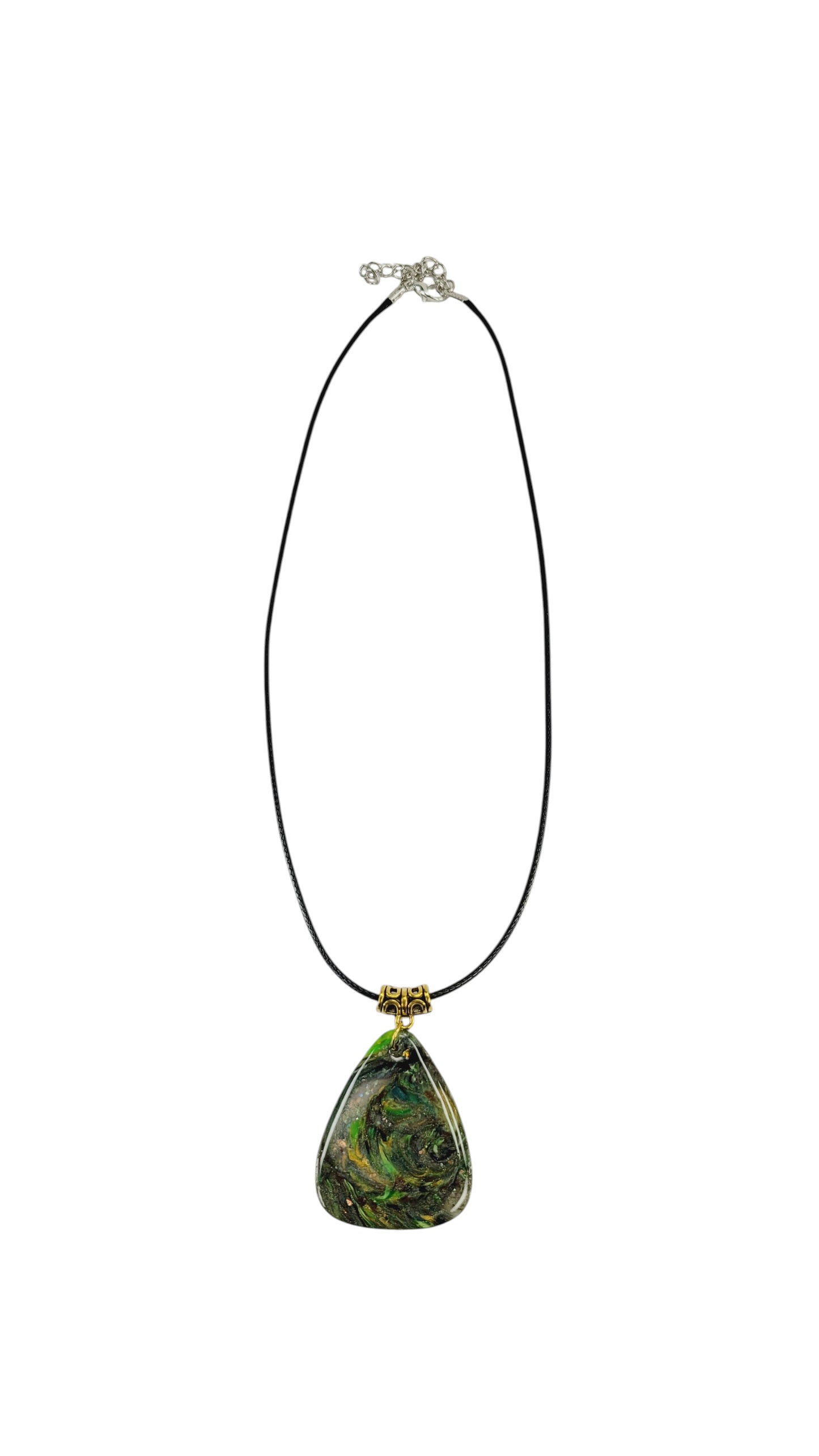 Deep green, moss, and dark undertones with patches of translucency Necklace
