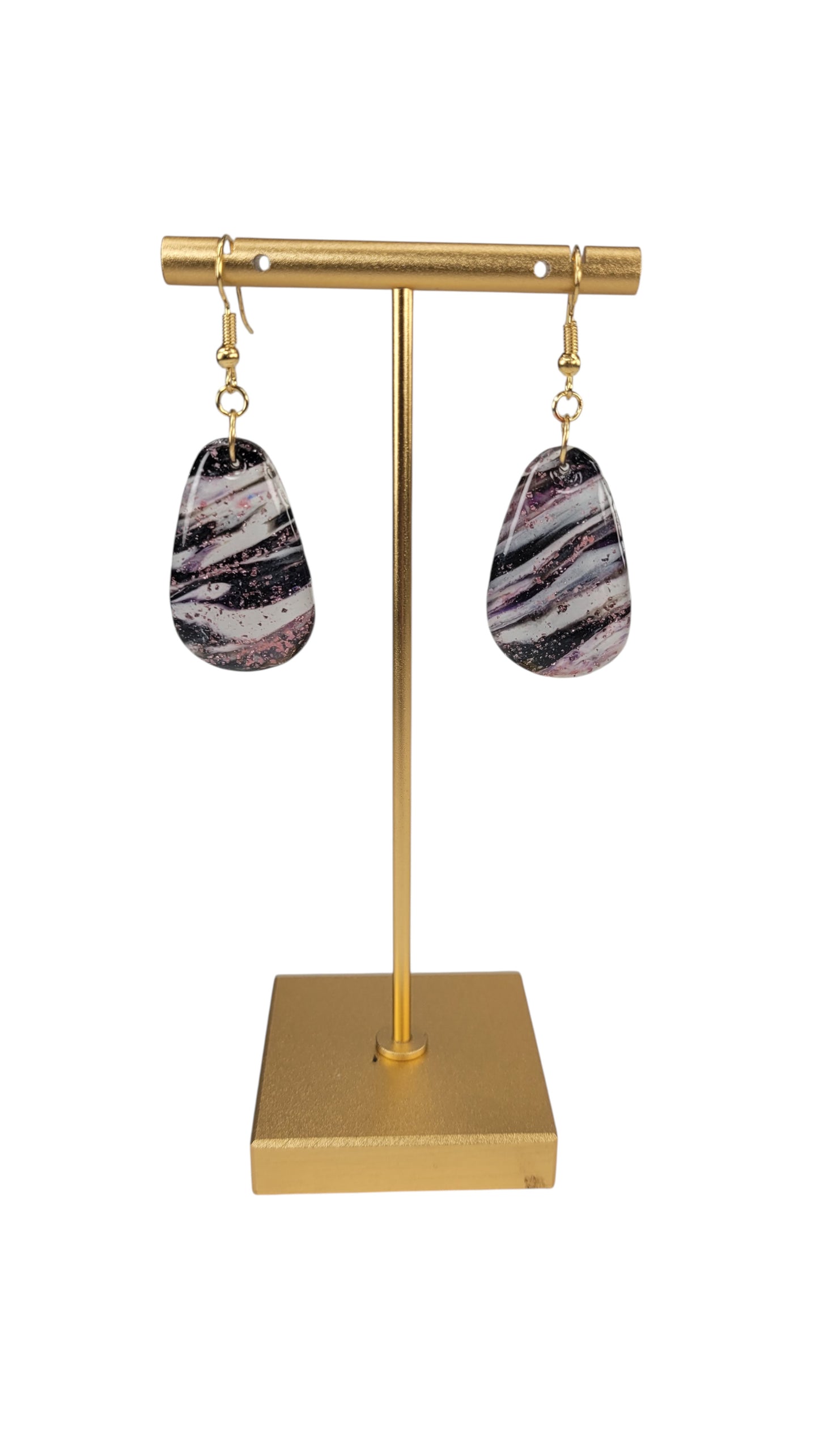 Soft ribbons of ivory, charcoal, and muted rose Earrings