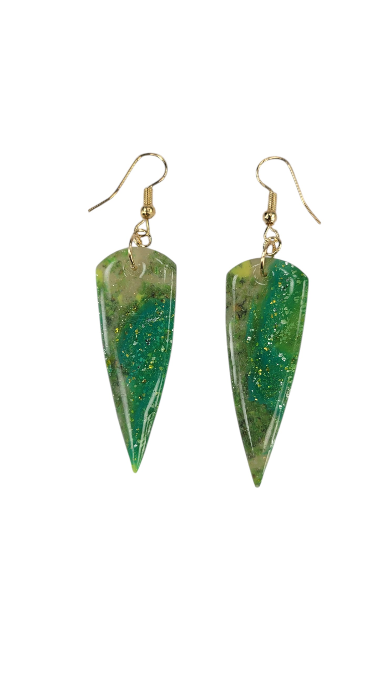 Elongated green translucent drop Earrings