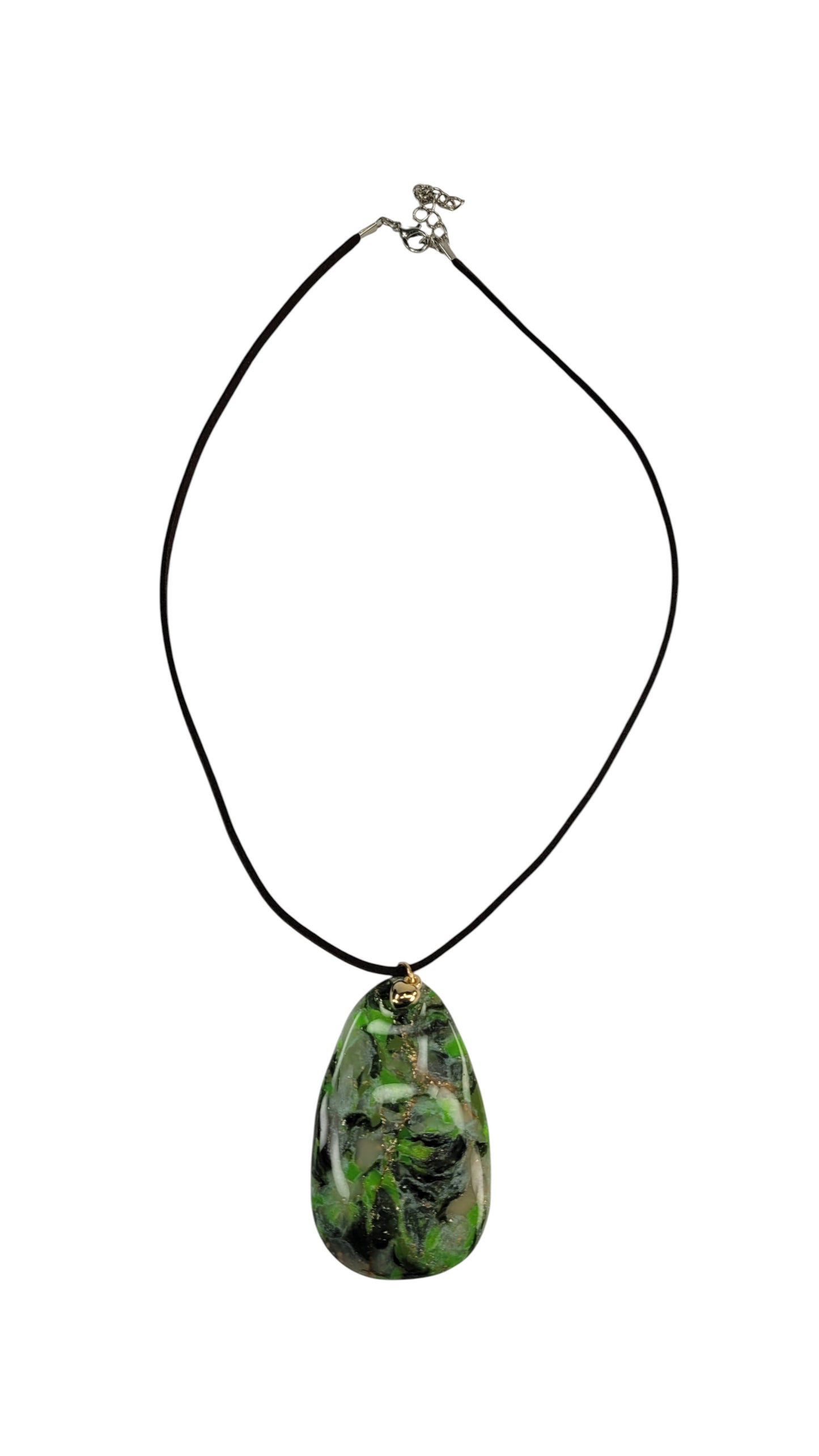Green, translucent and gold faux stone Necklace