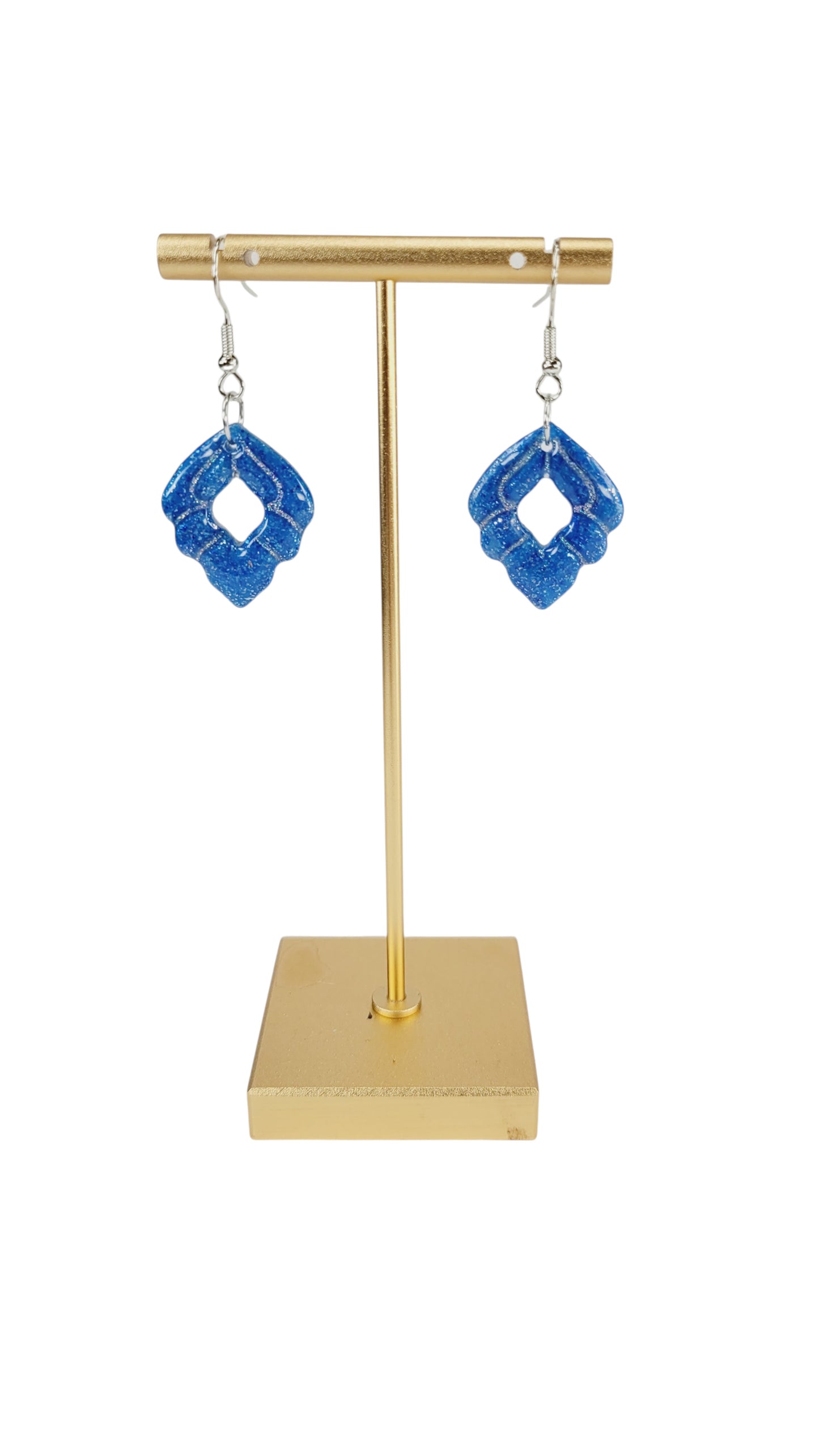 Vibrant blue traced with silver shimmering lines Earrings