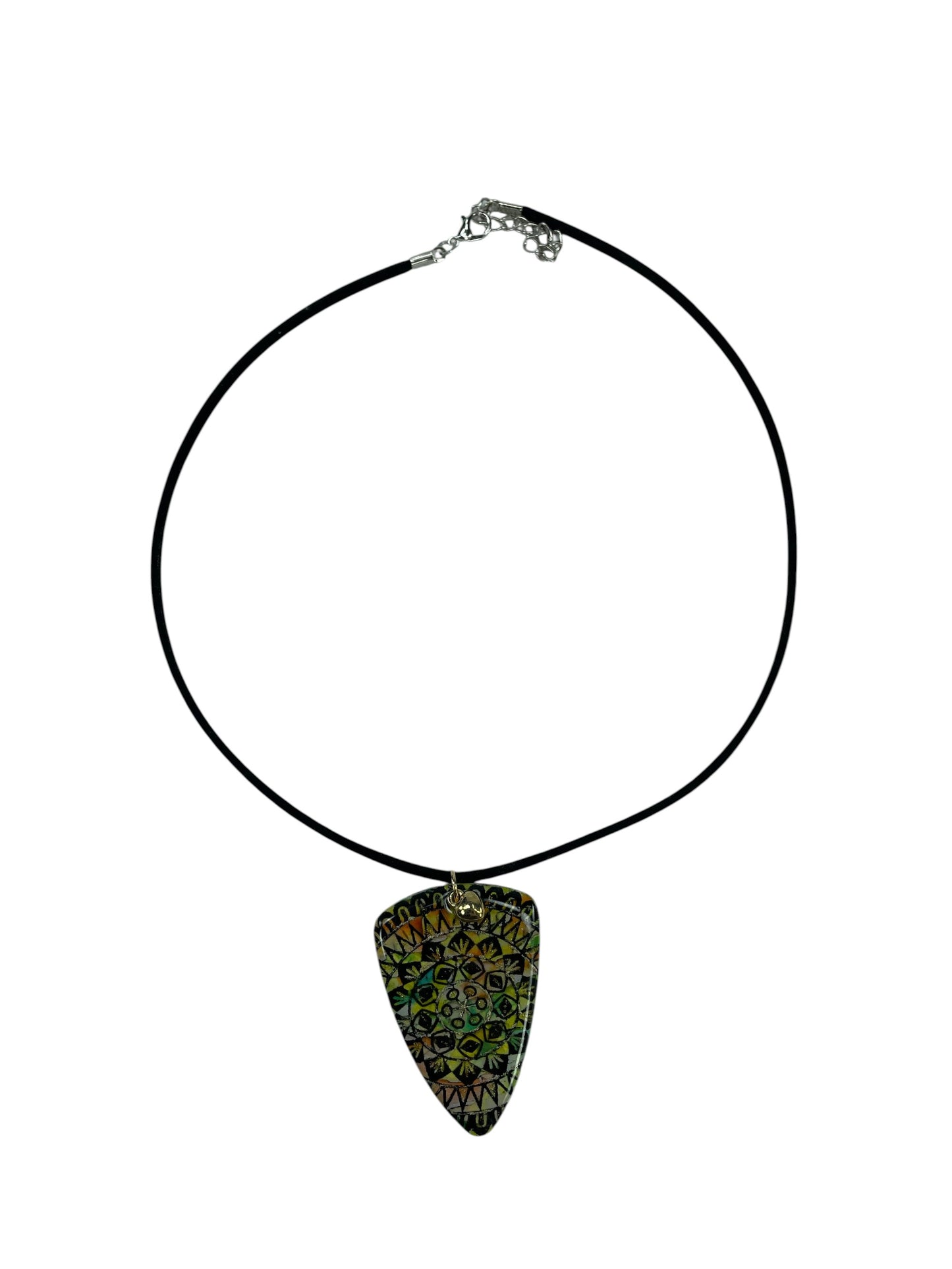 Intricate, almost mosaic-like pattern, with shades of green and gold Necklace