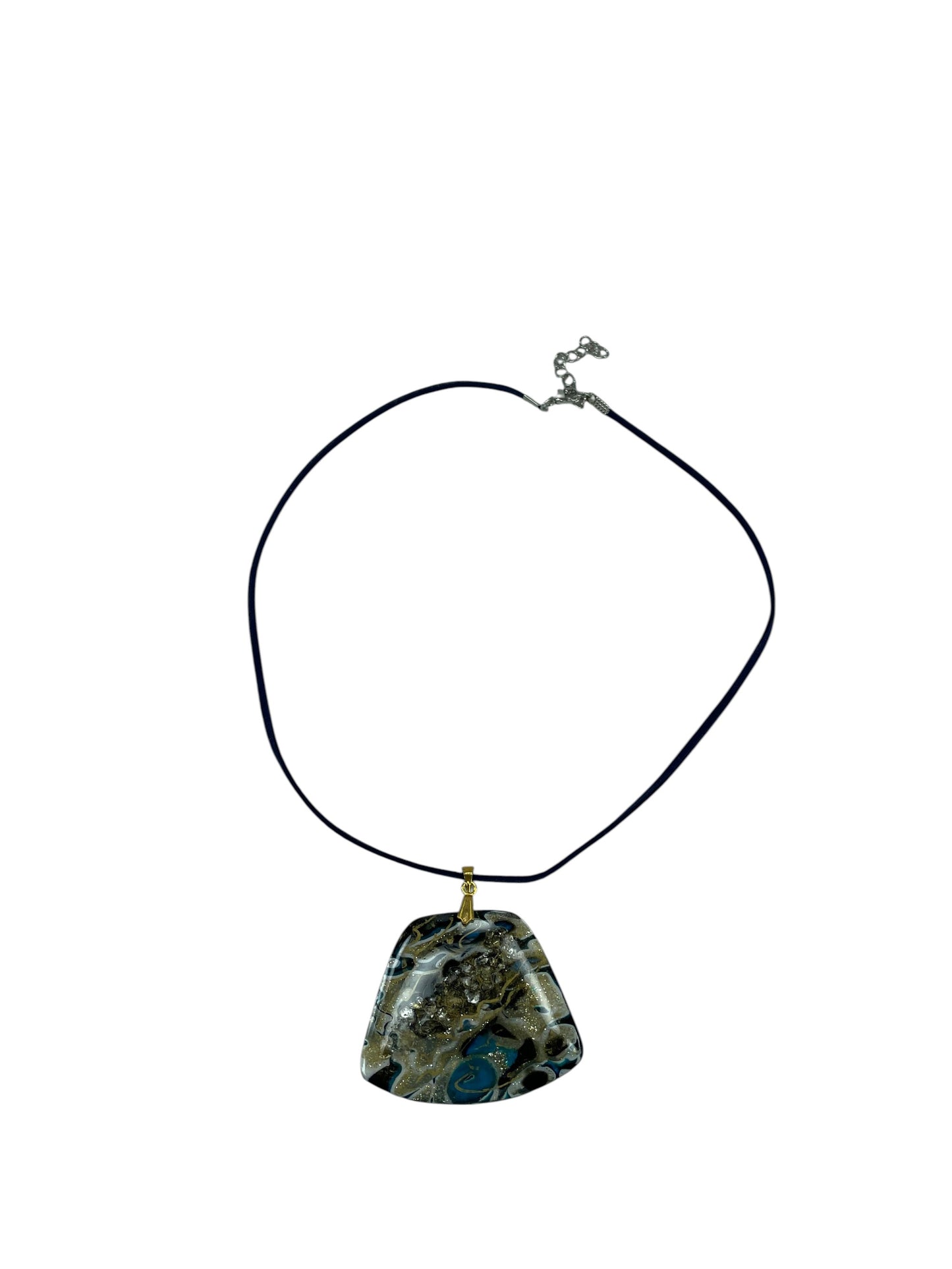 Deep teal, smoky gray, and warm ivory and shimmer Necklace