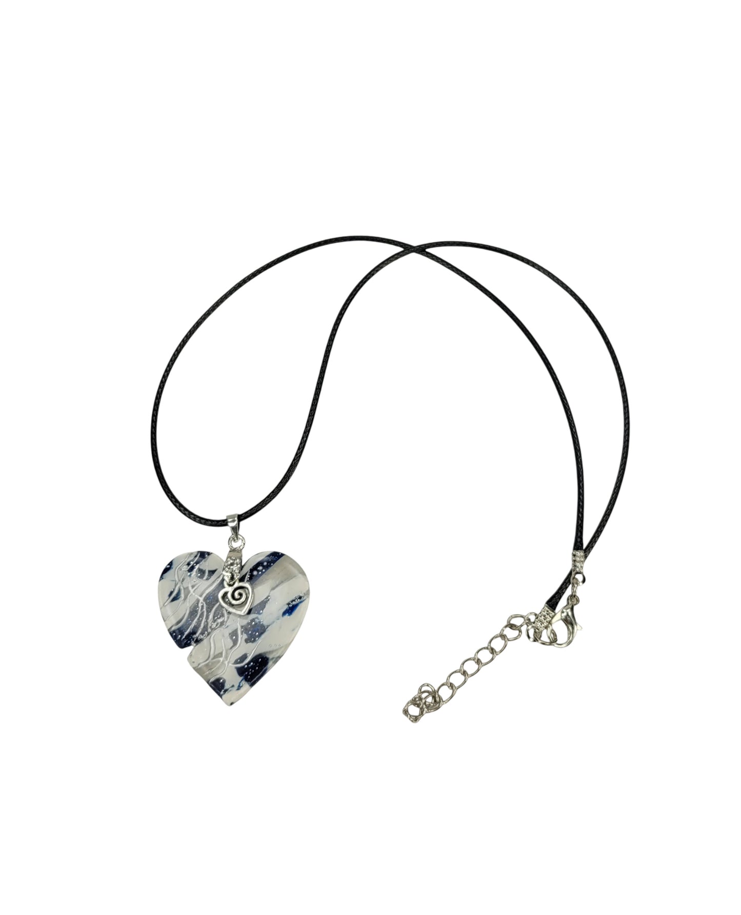 White and blue heart shaped Necklace