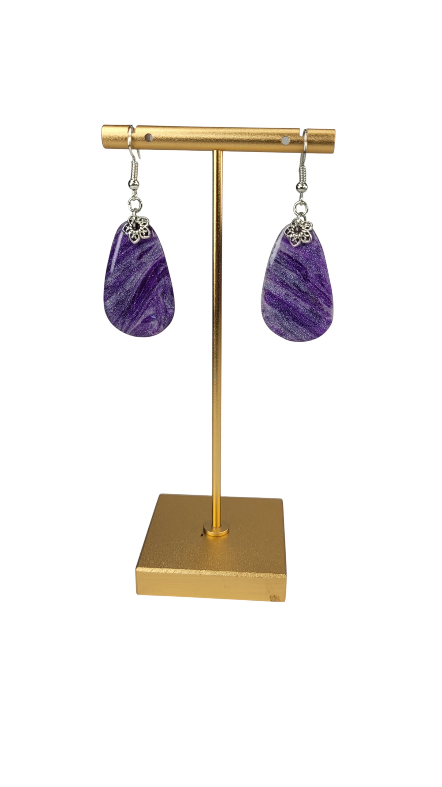 Shimmering rich violet tone in gentle marbling Earrings