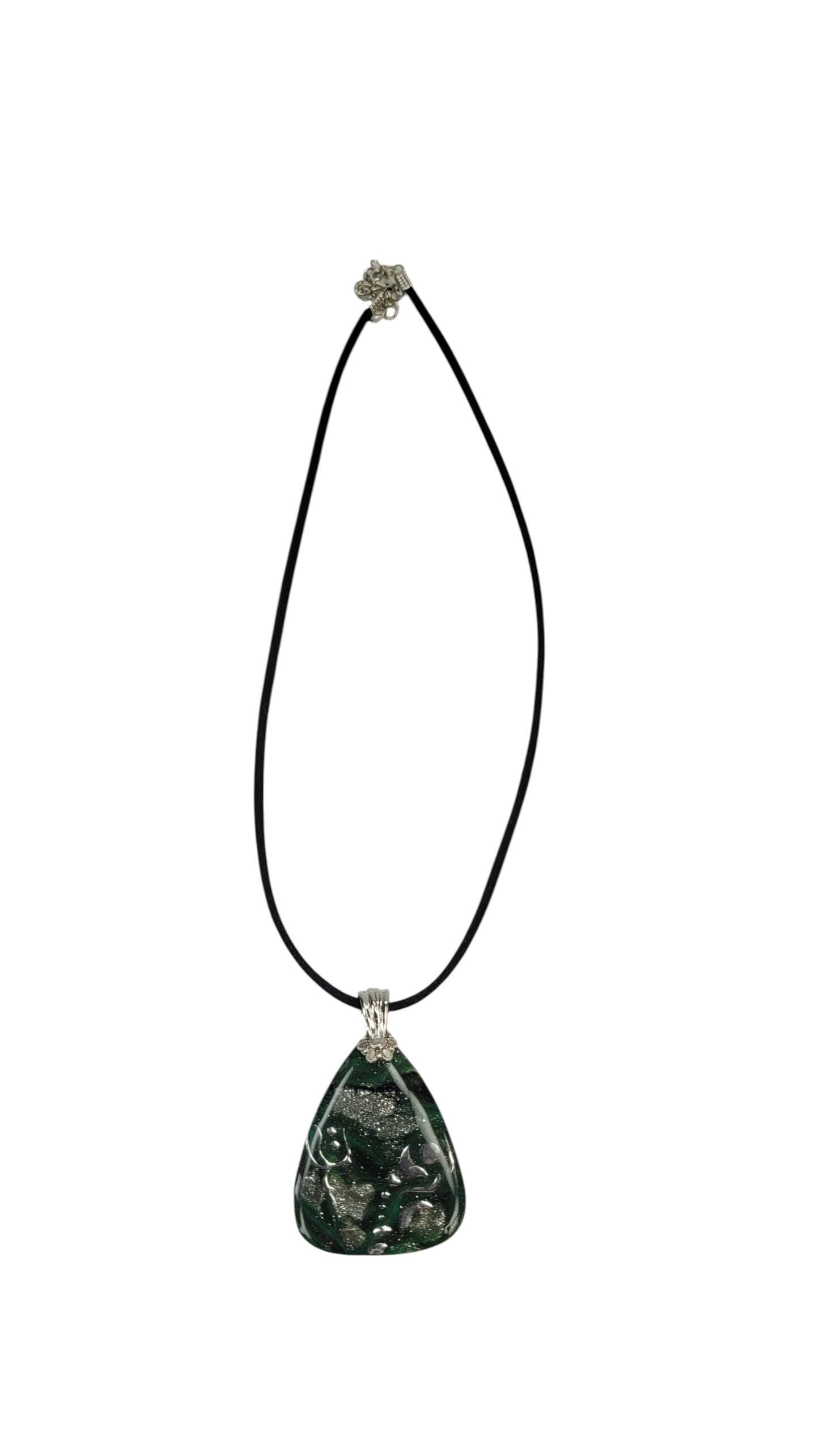 Deep emerald tone with touches of silver Necklace