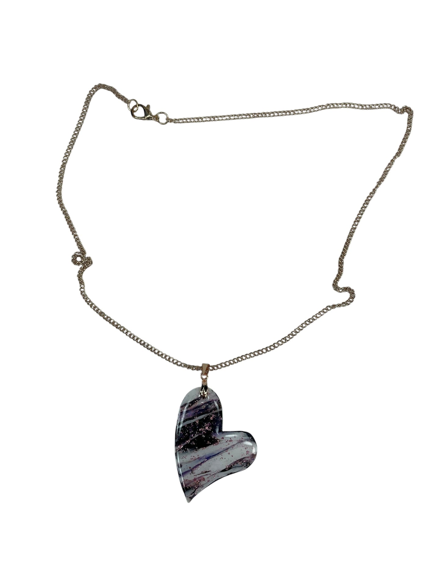 Black and pink gold heart-shaped DOUBLE-sided Necklace