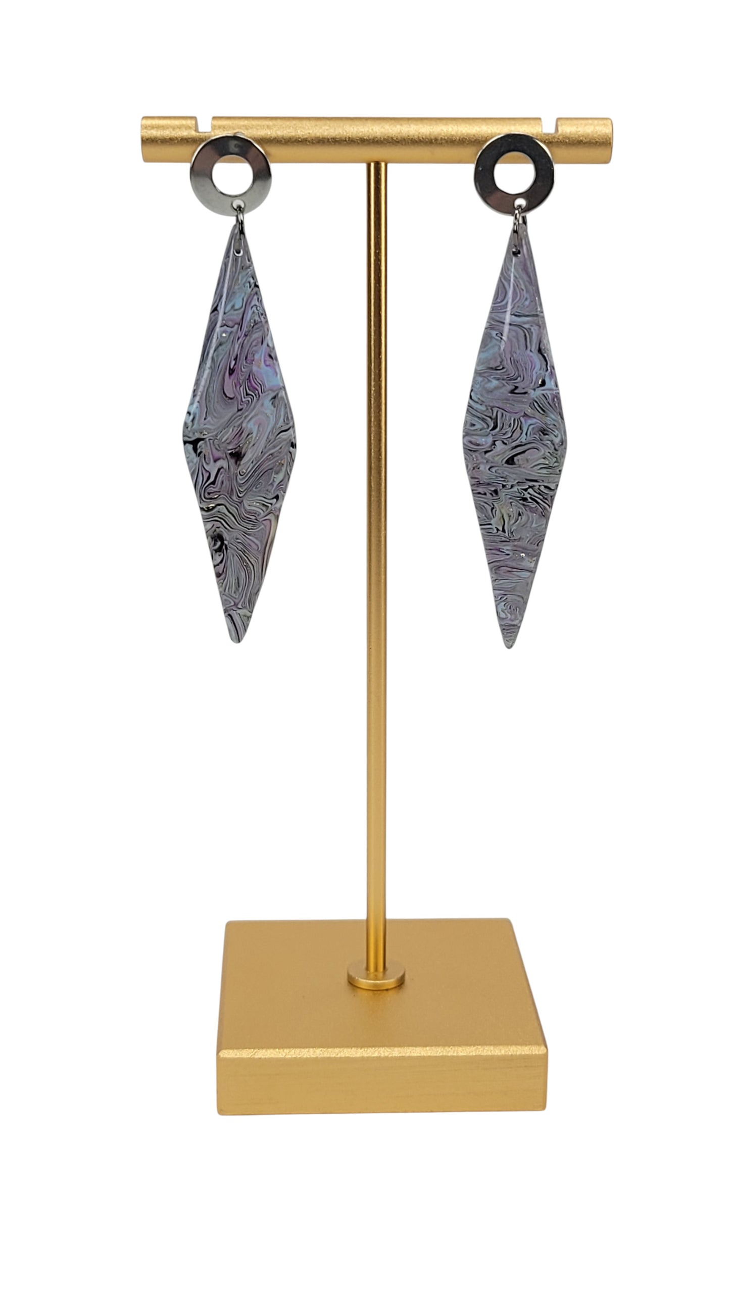 Long sleek rhombus Earrings with posts