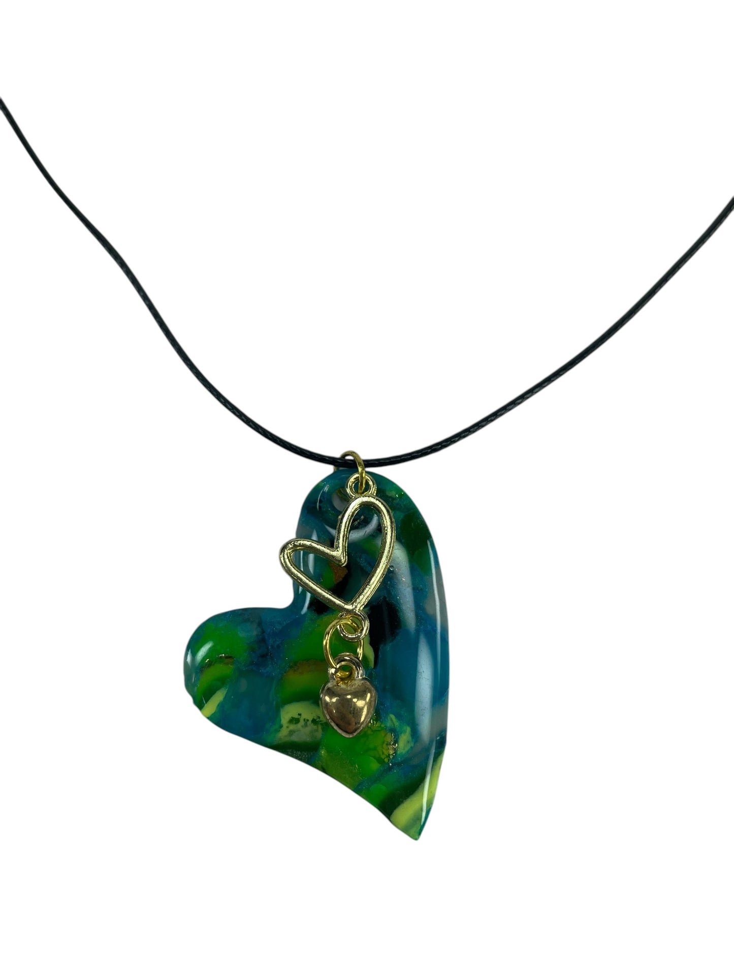 Heart-shaped pendant with 2 heart charms Necklace