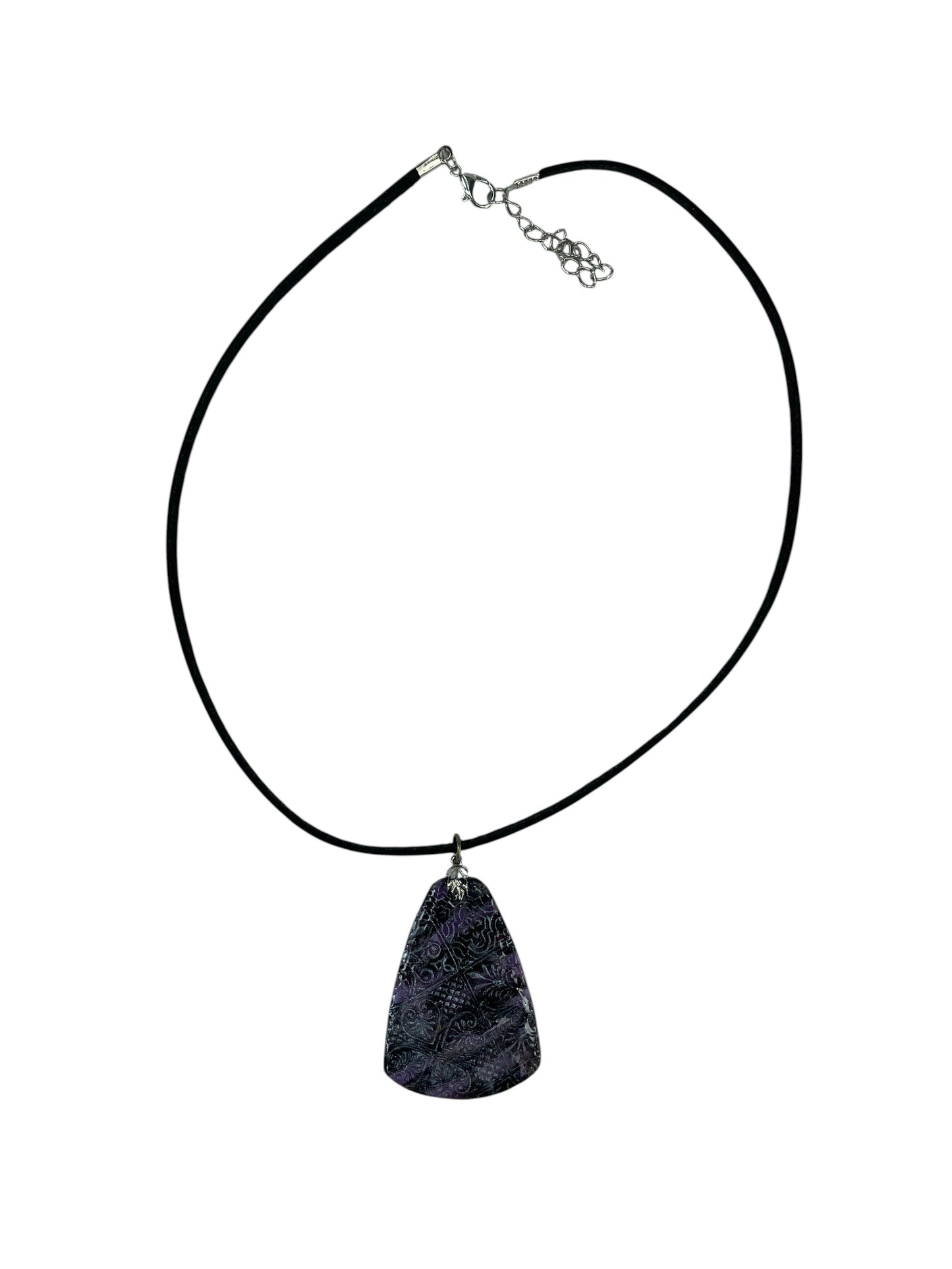 Shimmery light violet, black and silver DOUBLE-sided Necklace