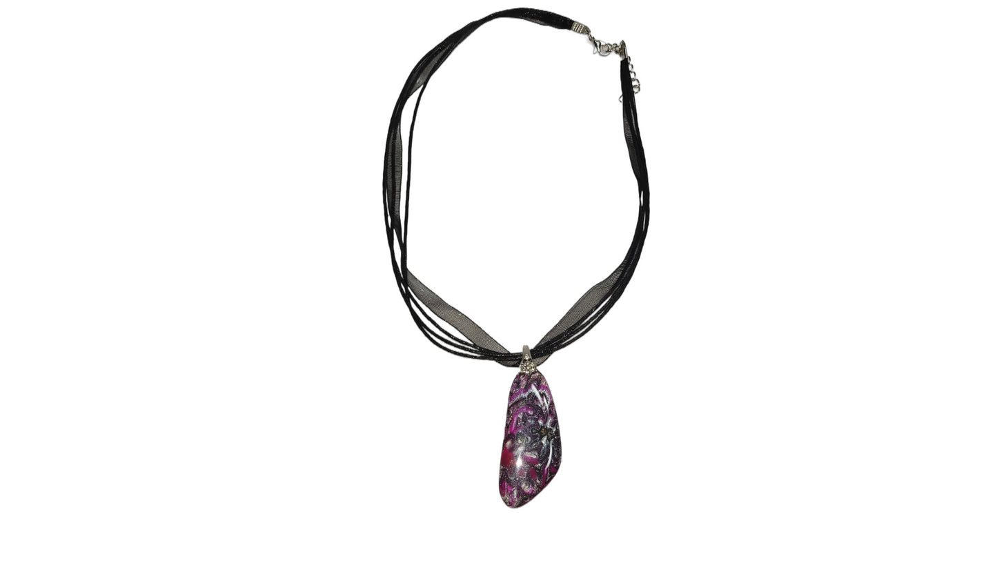 Purple and silver abstract Necklace