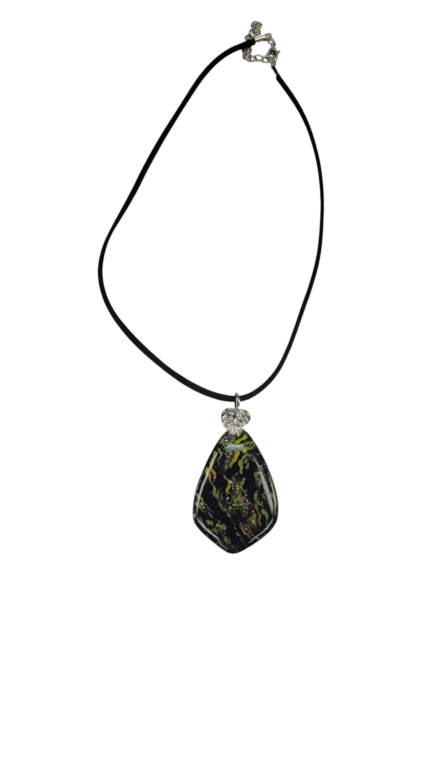 Dark stone, mossy textures, and hints of movement Necklace