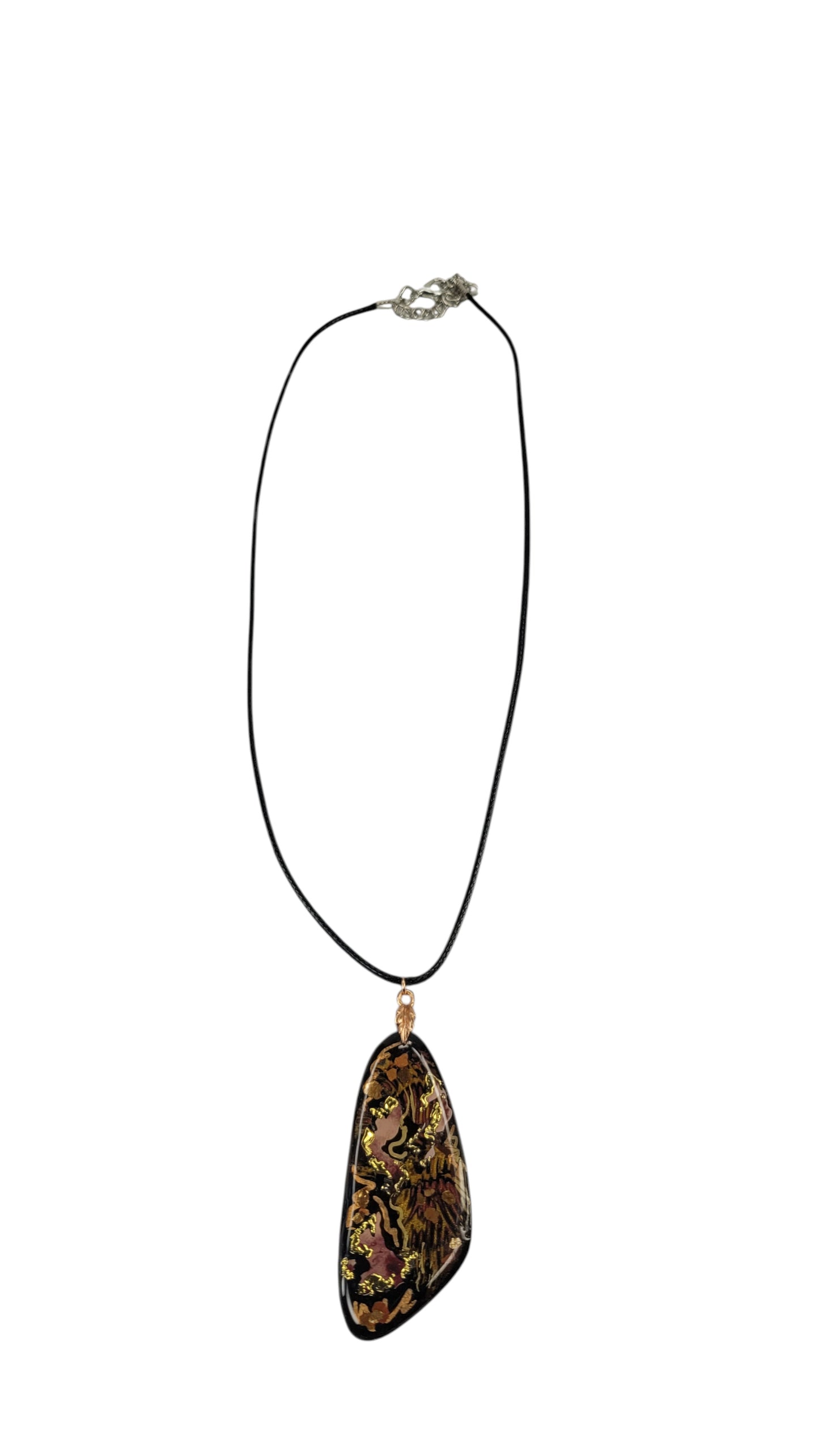 Warm copper and ember tones on black Necklace