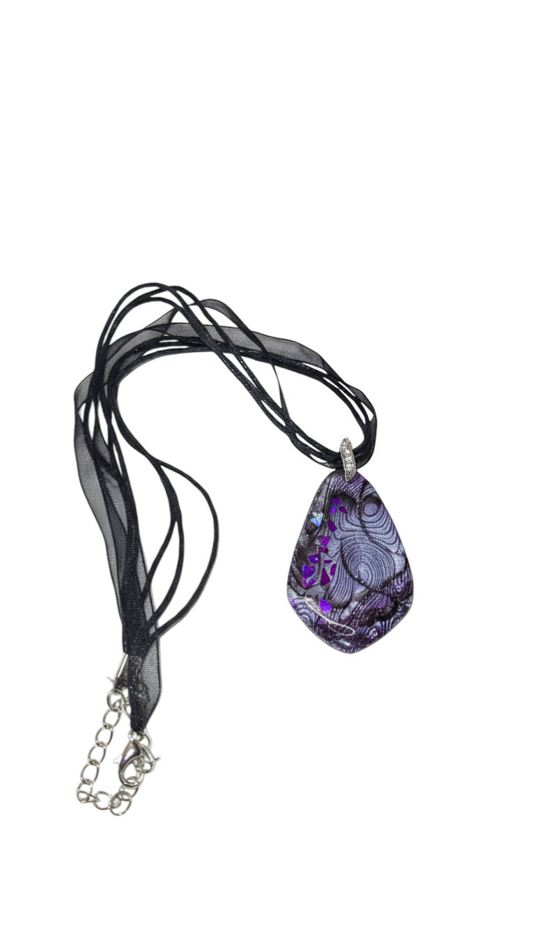 Unique Necklace in grey and violet