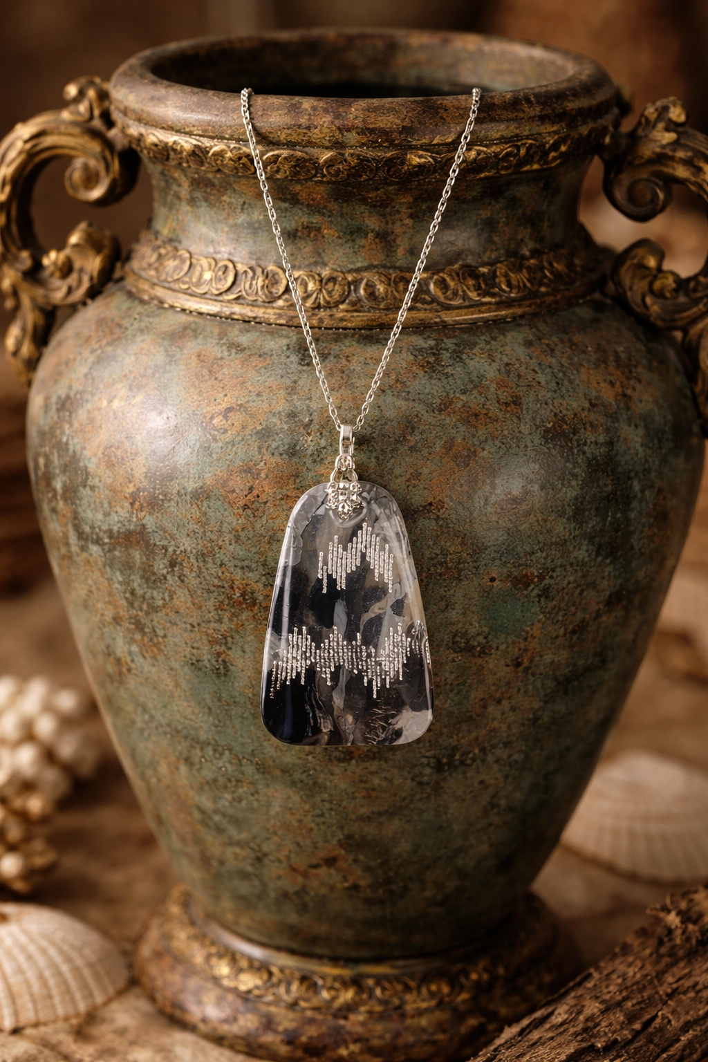 Grey, silver and translucent Necklace