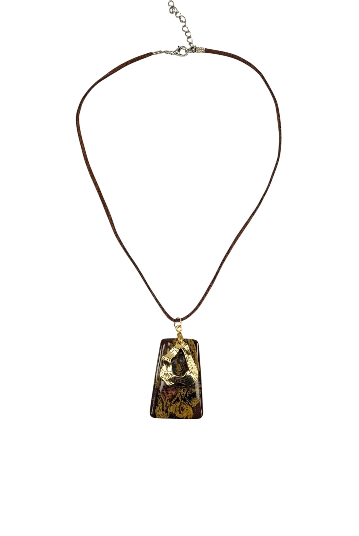 Deep browns, gold and copper with golden charm Necklace