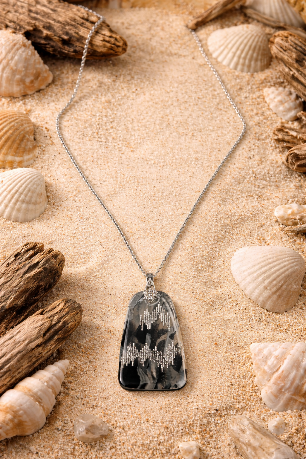 Grey, silver and translucent Necklace