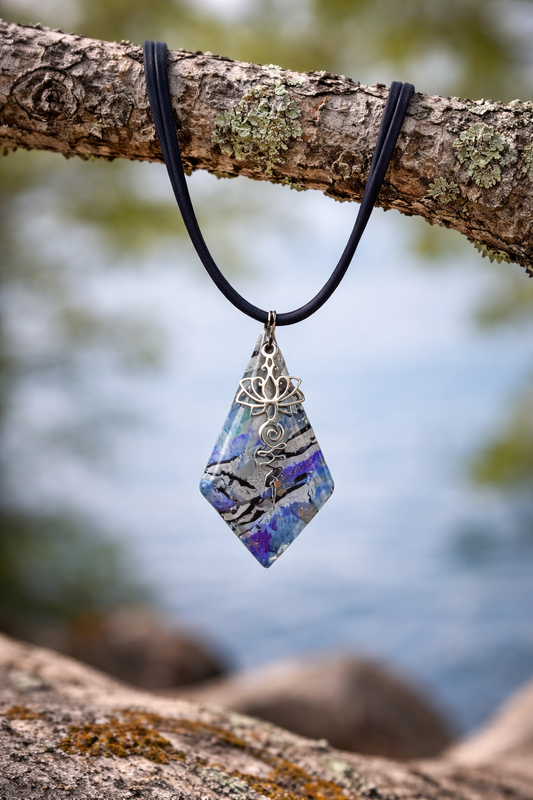 Blue and violet with delicate lotus charm Necklace