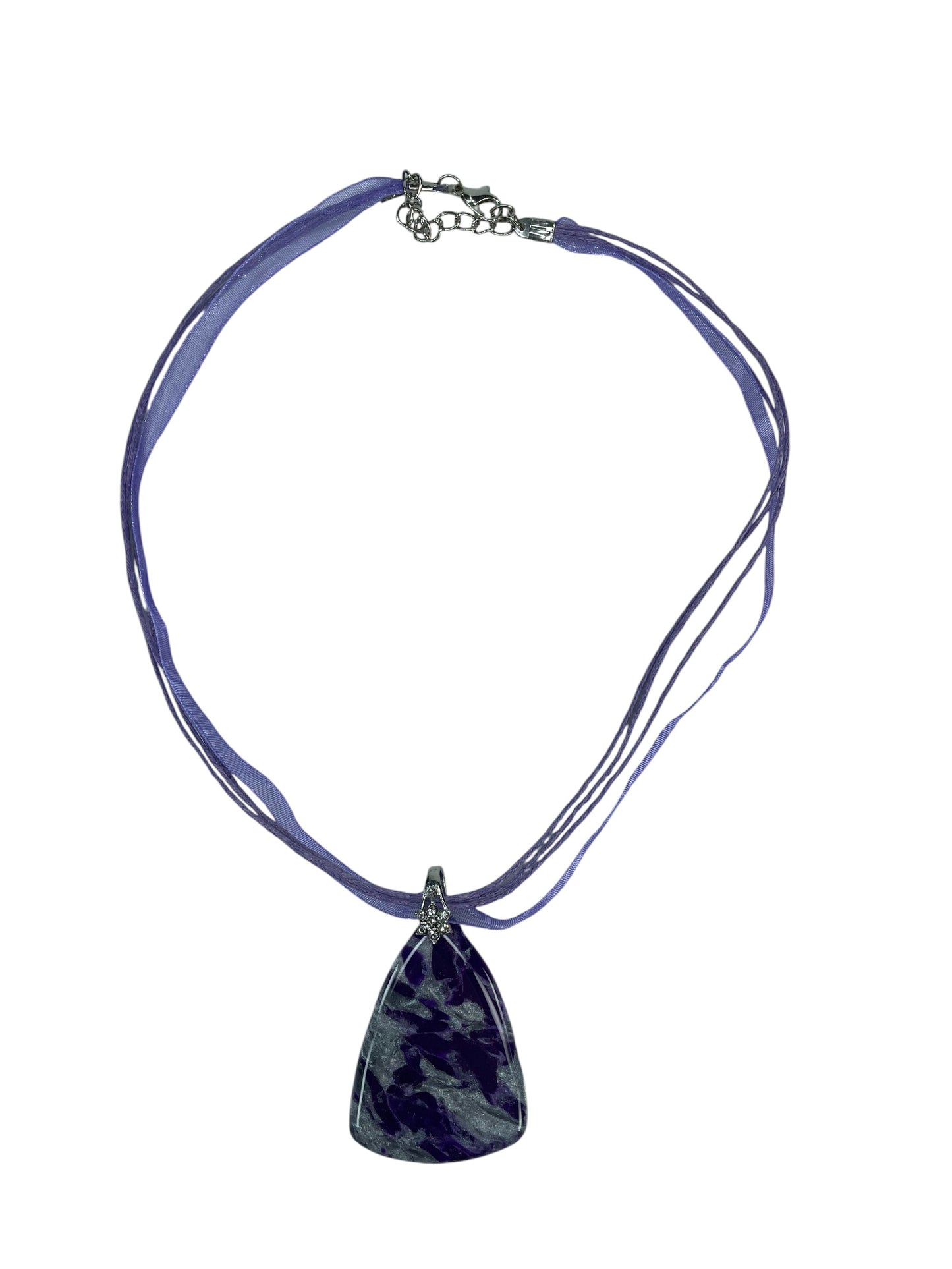 Shimmery dark violet and silver pendant Necklace