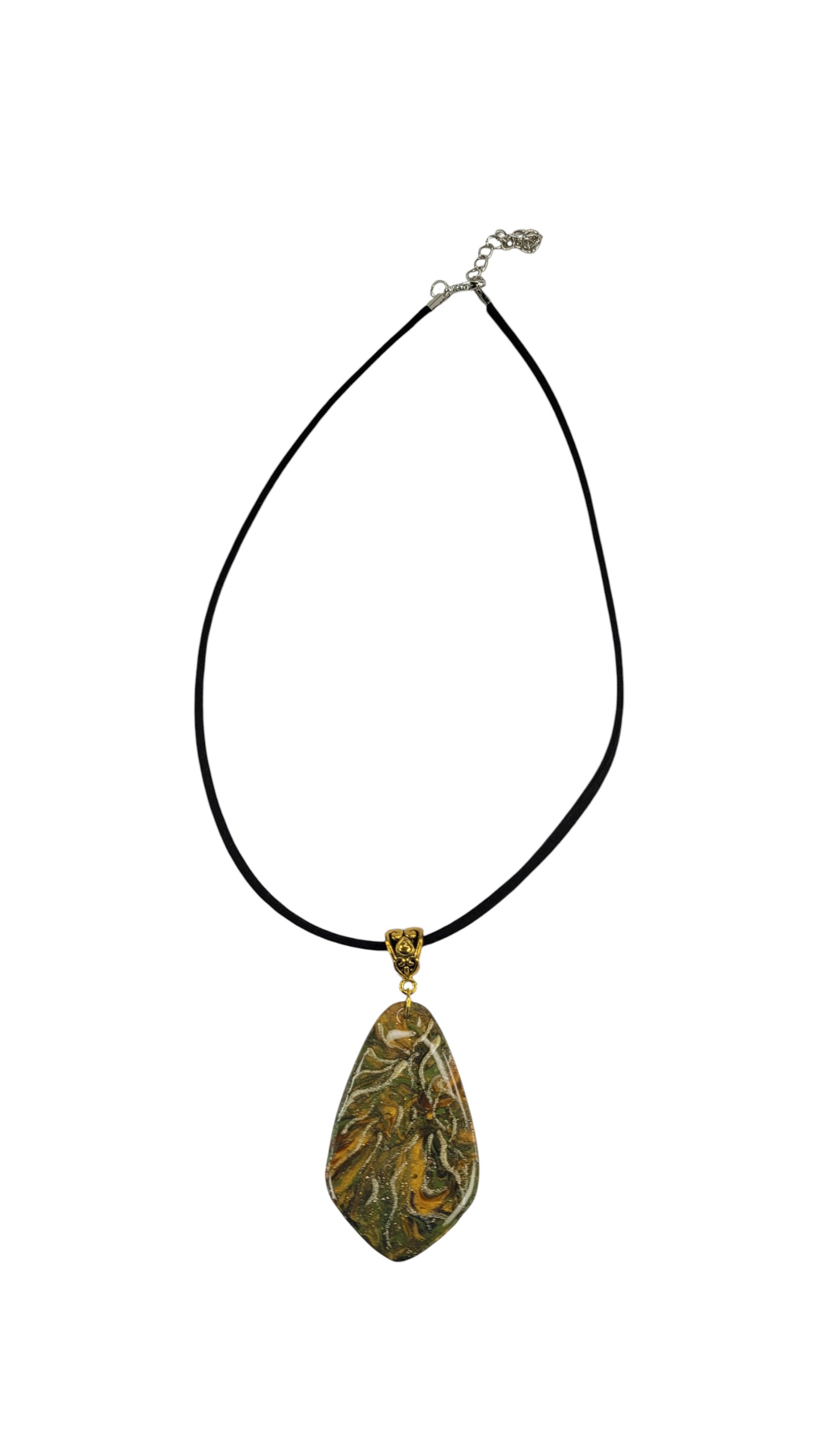 Flowing swirls of green, gold, and ivory Necklace