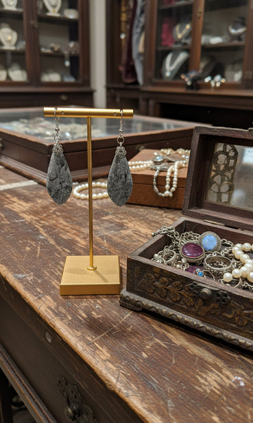 Smoky grey with metallic silver flecks Earrings