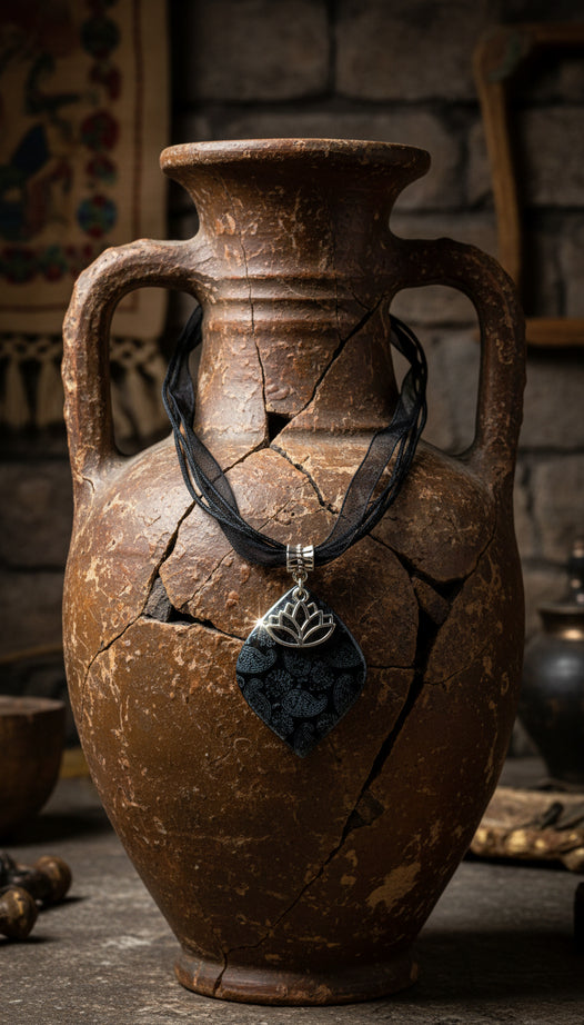 Diamond-shaped with intricate pattern of soft paisley Necklace