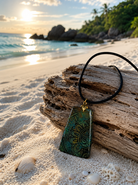 Deep teal, antique bronze, and smoky charcoal tones Necklace