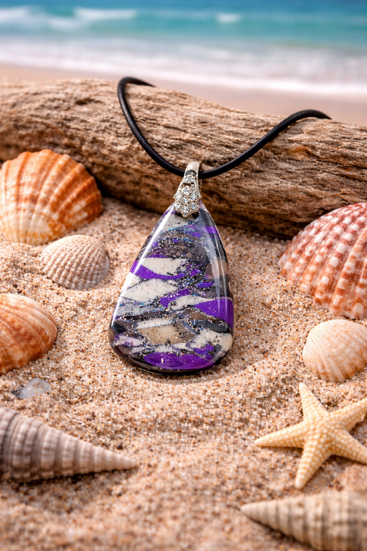 Deep violet, smoky charcoal, and muted stone-like tones Necklace