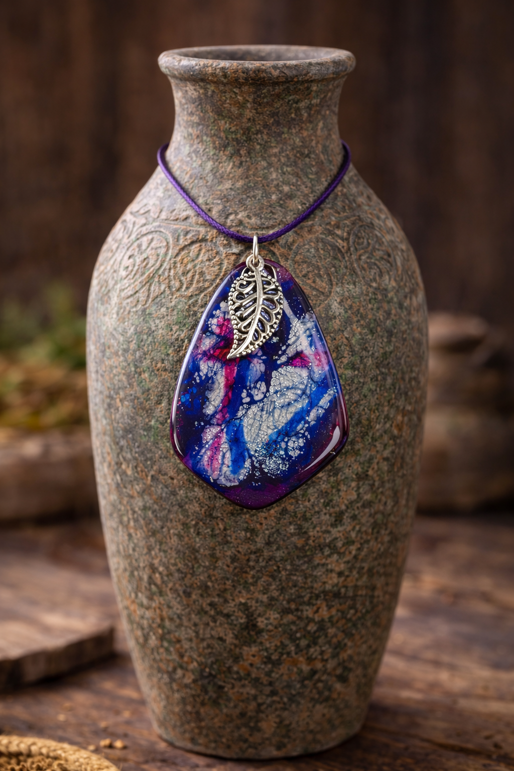 Deep blue, purple, and touches of magenta Necklace