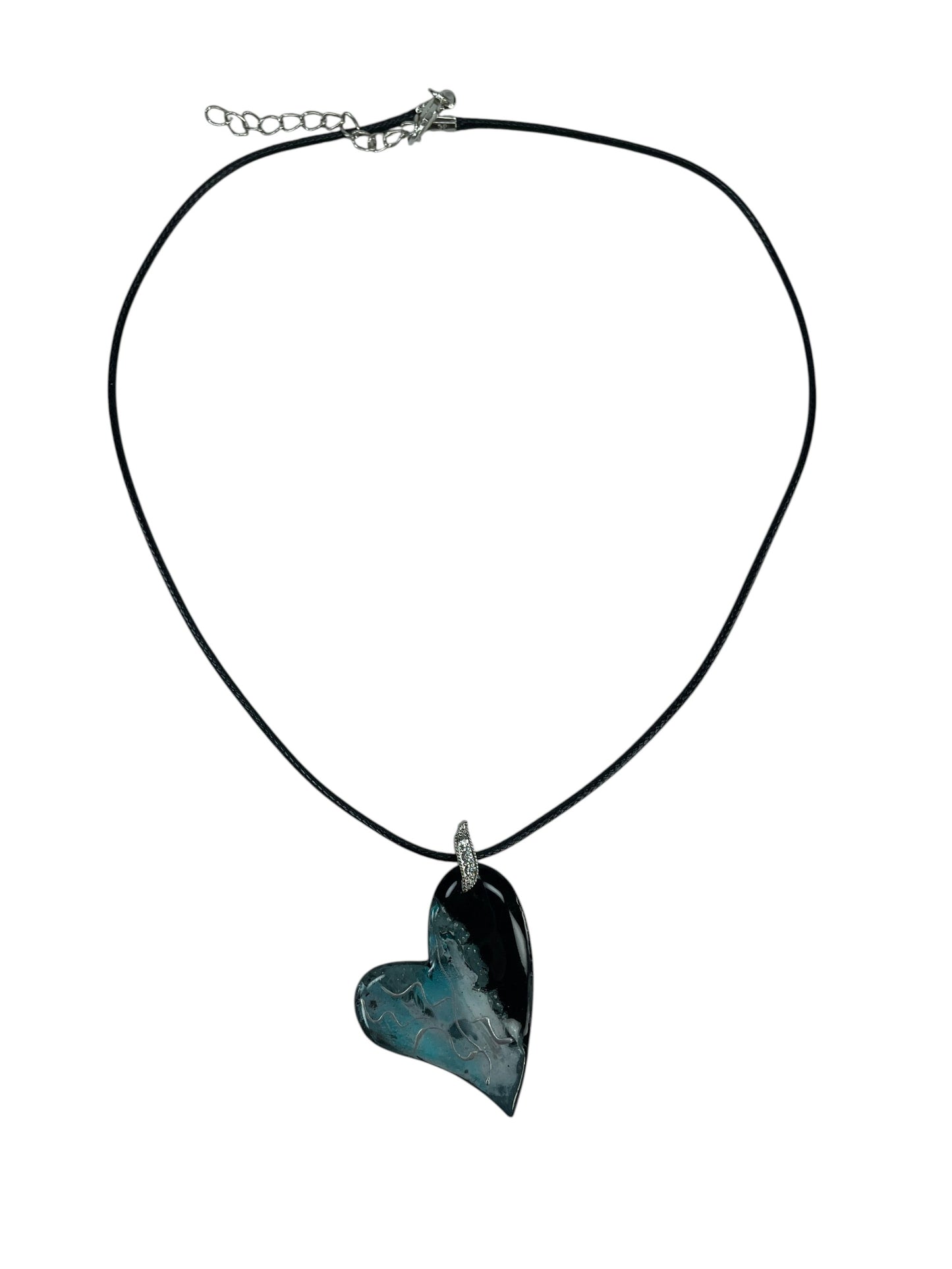Light blue and black heart pendant Necklace