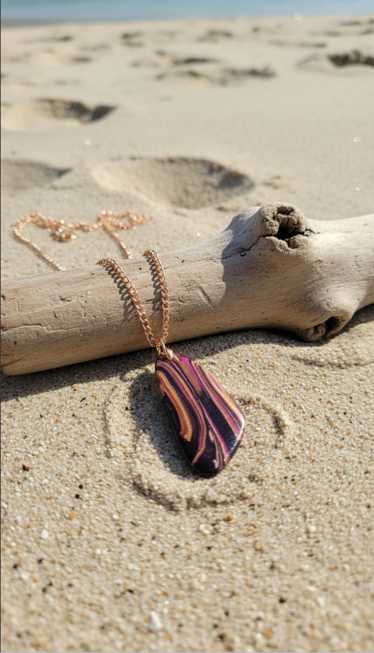 Deep crimson, warm amber on black Necklace