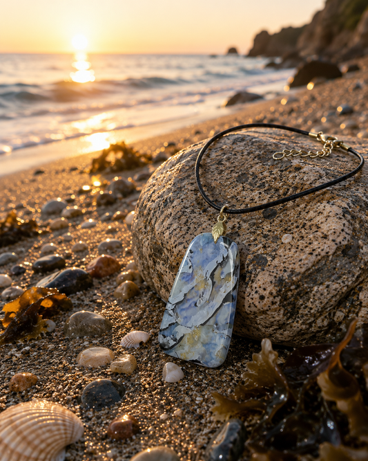 Ripped blue gold and violet Necklace
