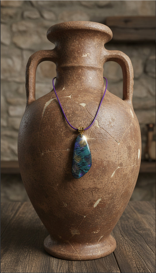 Shades of deep teal, midnight blue, and soft violet Necklace