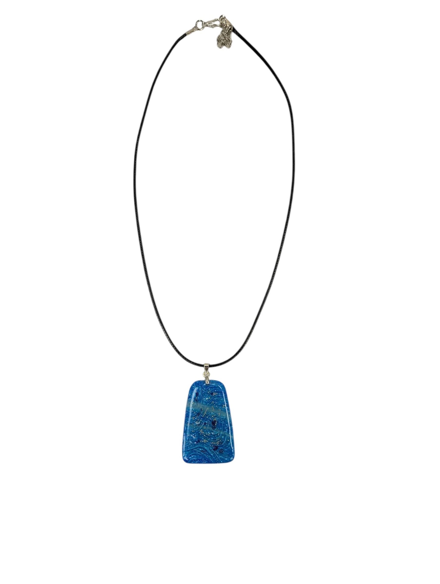 Ocean blue and silver wave-like swirl Necklace