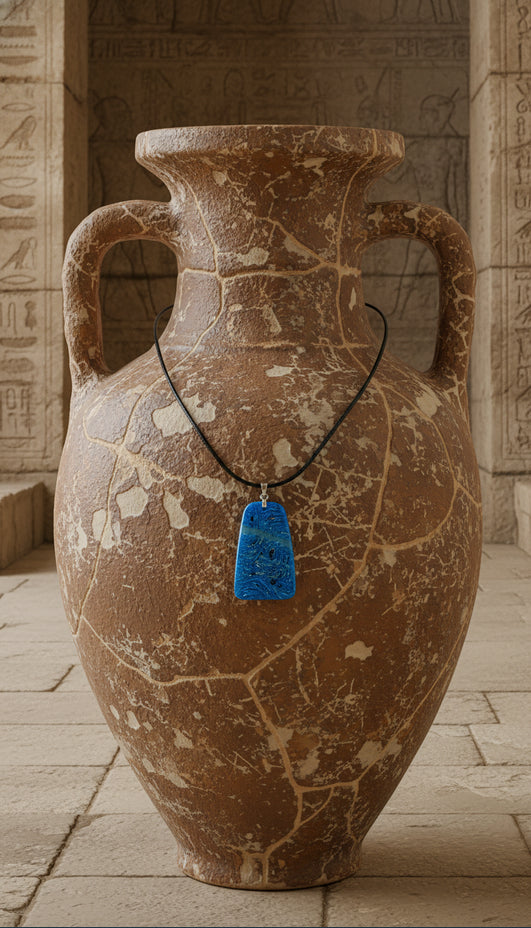 Ocean blue and silver wave-like swirl Necklace