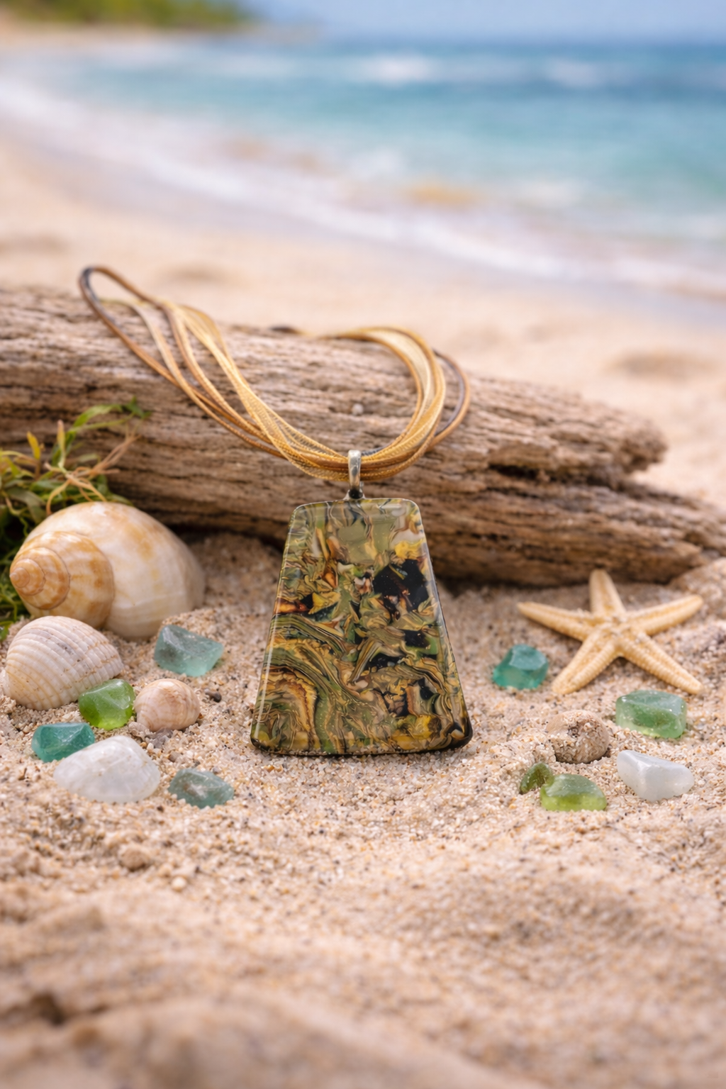 Earthy, grounded design resembles a miniature landscape Necklace