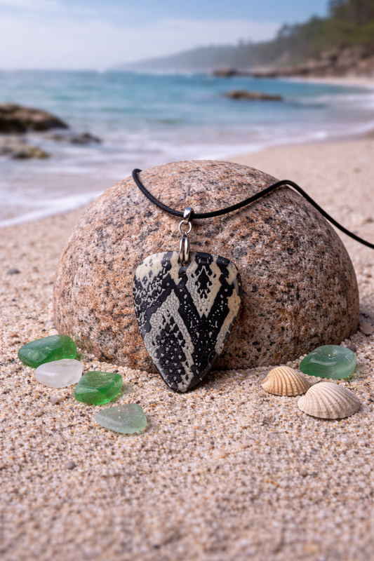Striking black and ivory snakeskin pattern Necklace