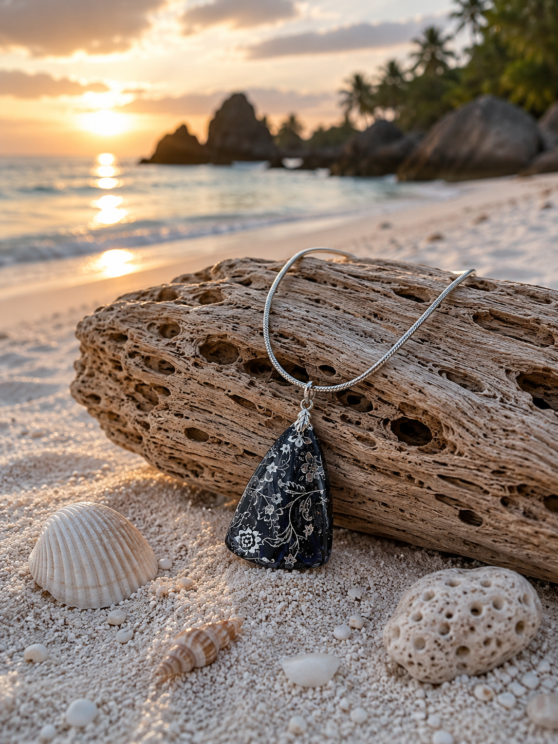 Delicate silver floral patterns Necklace